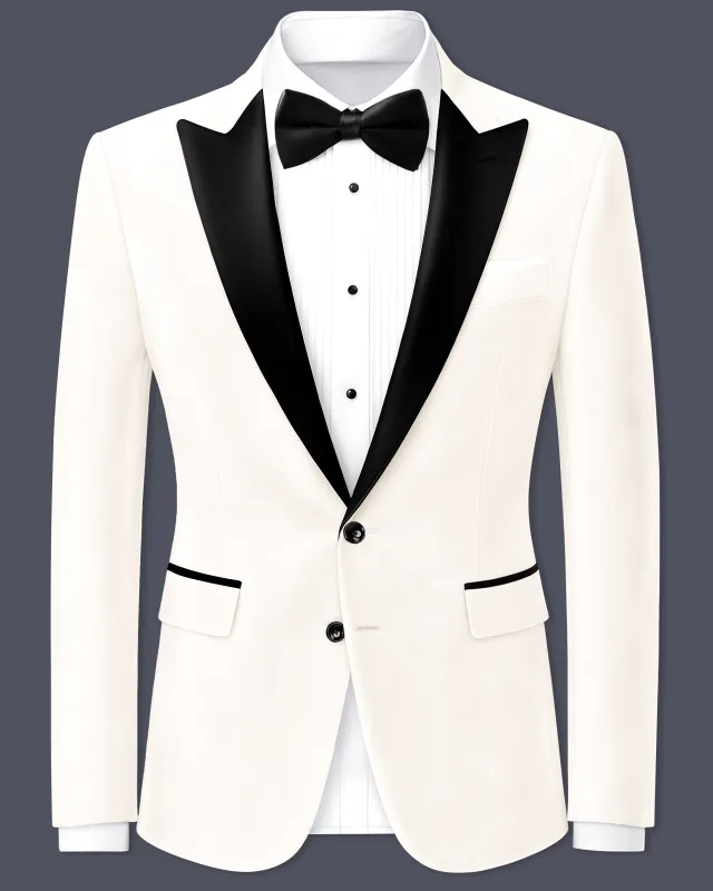 Bright White Single Breasted Premium Velvet Designer Blazer made by French Crown