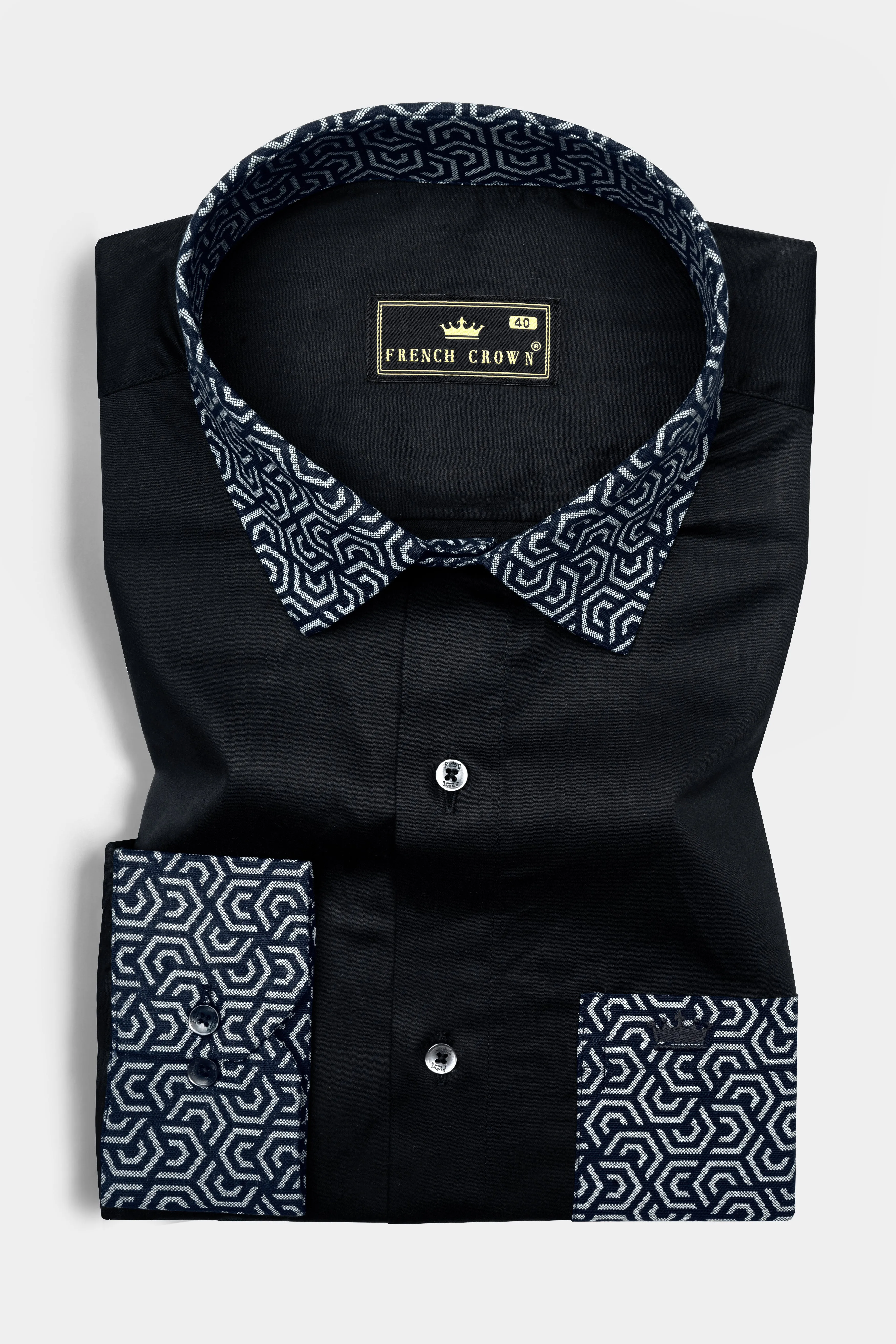 Jade Black Super Soft Premium Cotton Designer shirt sold by French Crown product image thumbnail 2