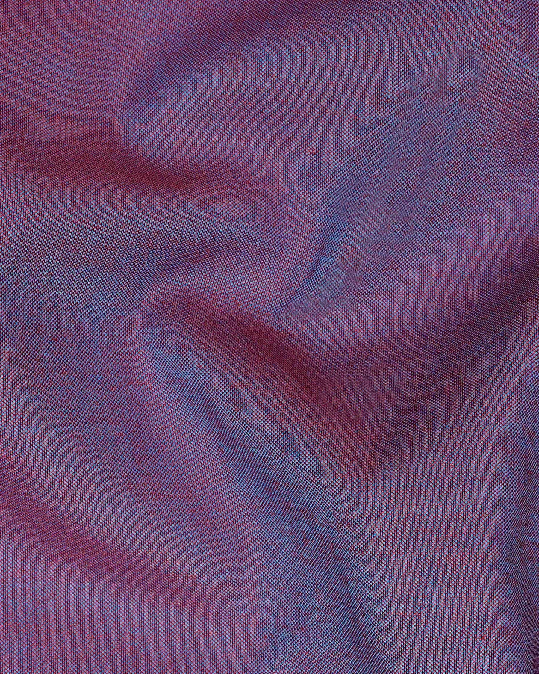 Antique Fuchsia Purple and Twilight Blue Two Tone Chambray Textured Premium Cotton Shirt sold by French Crown product image thumbnail 2