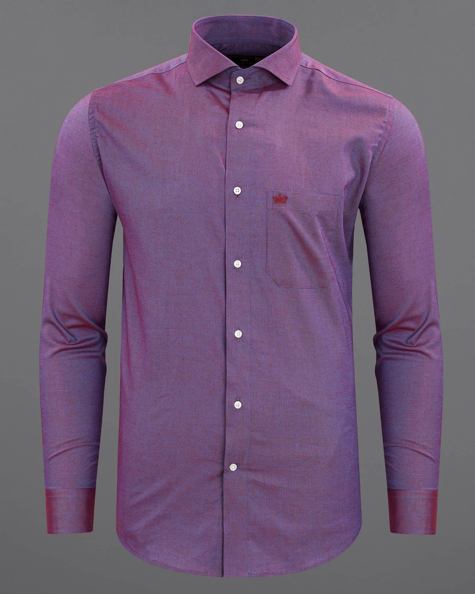 Antique Fuchsia Purple and Twilight Blue Two Tone Chambray Textured Premium Cotton Shirt sold by French Crown product image thumbnail 5