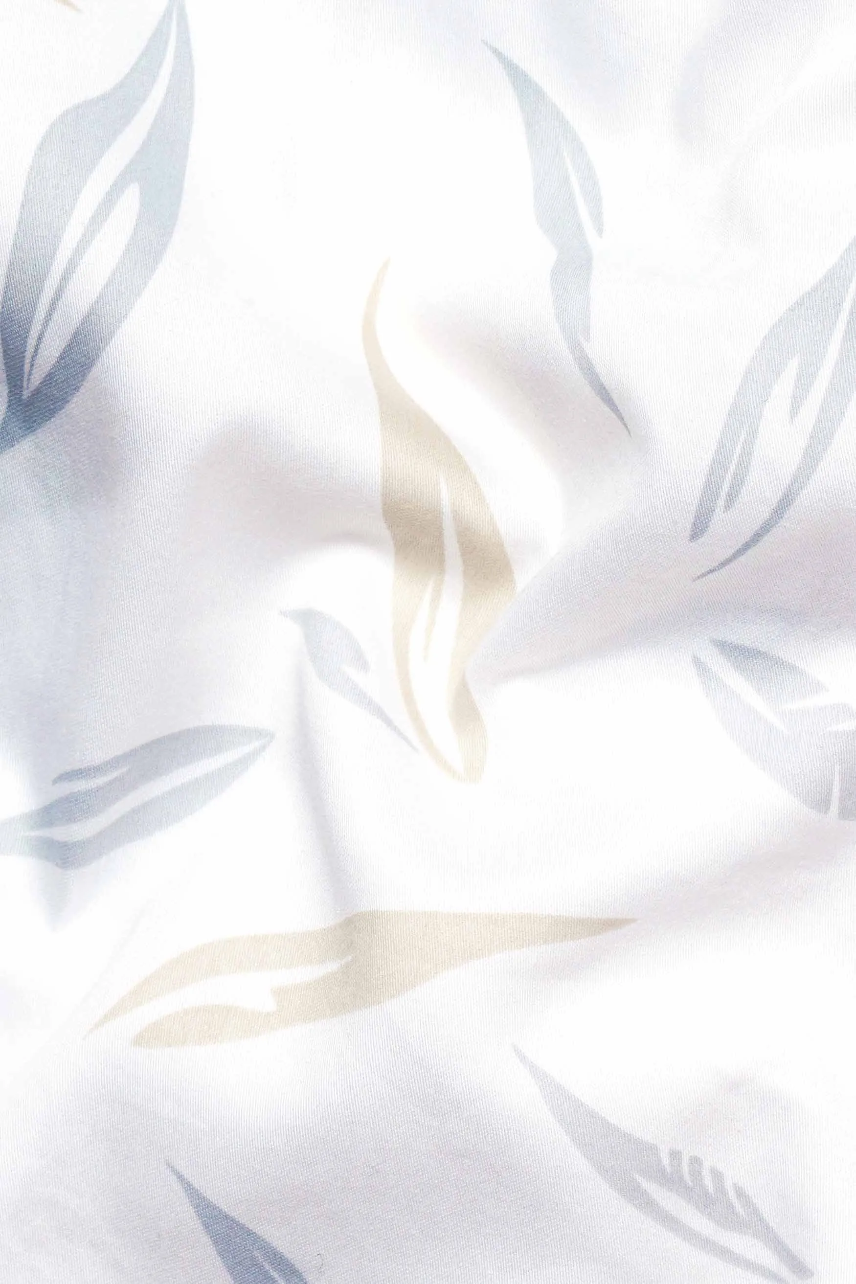 Bright White with Tango Gray and Bone Brown Printed Subtle Sheen Super Soft Premium Cotton Designer Shirt sold by French Crown product image thumbnail 2