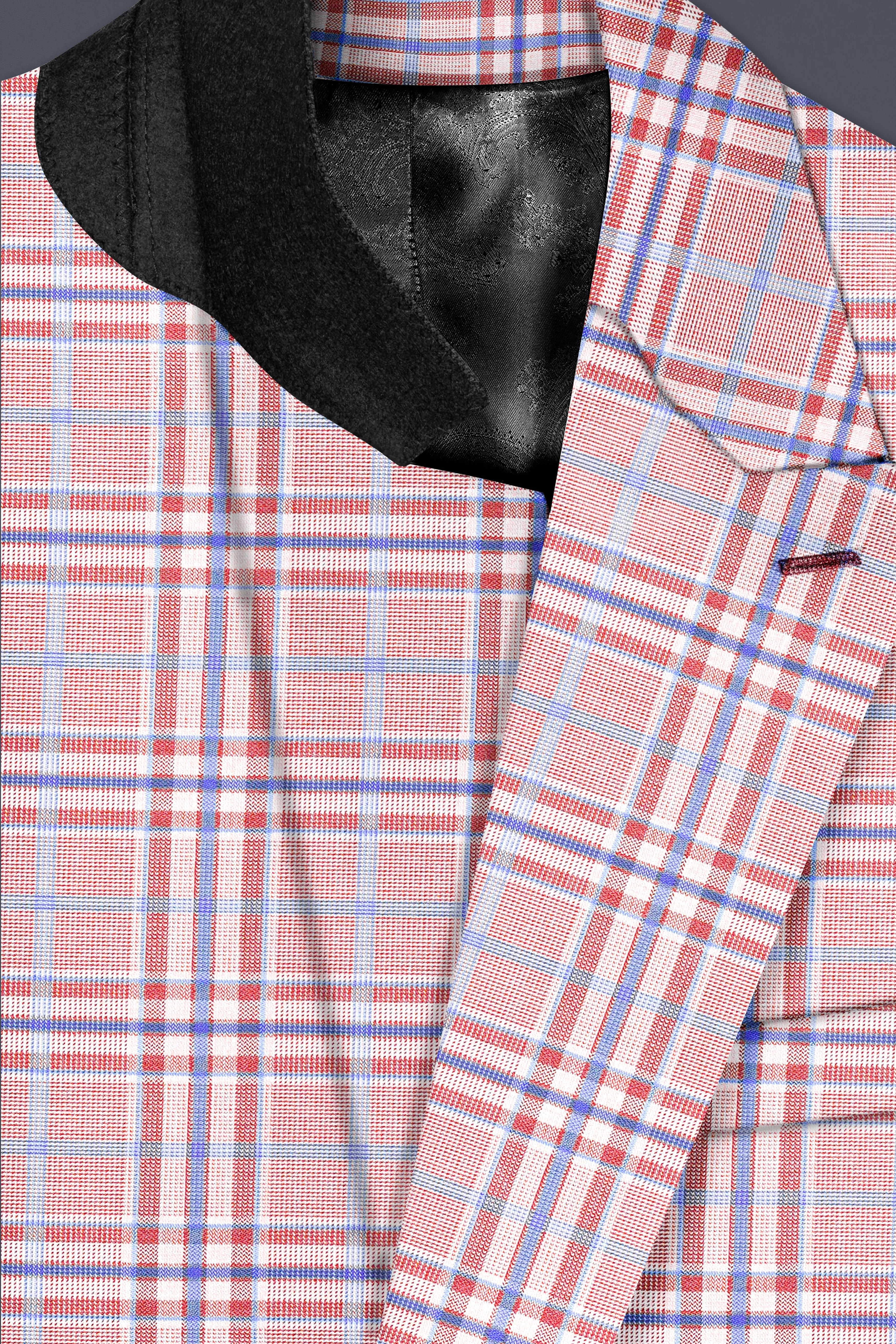 Turkish Rose Pink And Wild Blue Plaid Wool Rich Double Breasted Suit sold by French Crown product image thumbnail 5