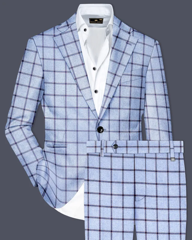 Mistrel-Spun Pearl Blue Windows Wool Rich Single Breasted Suit made by French Crown