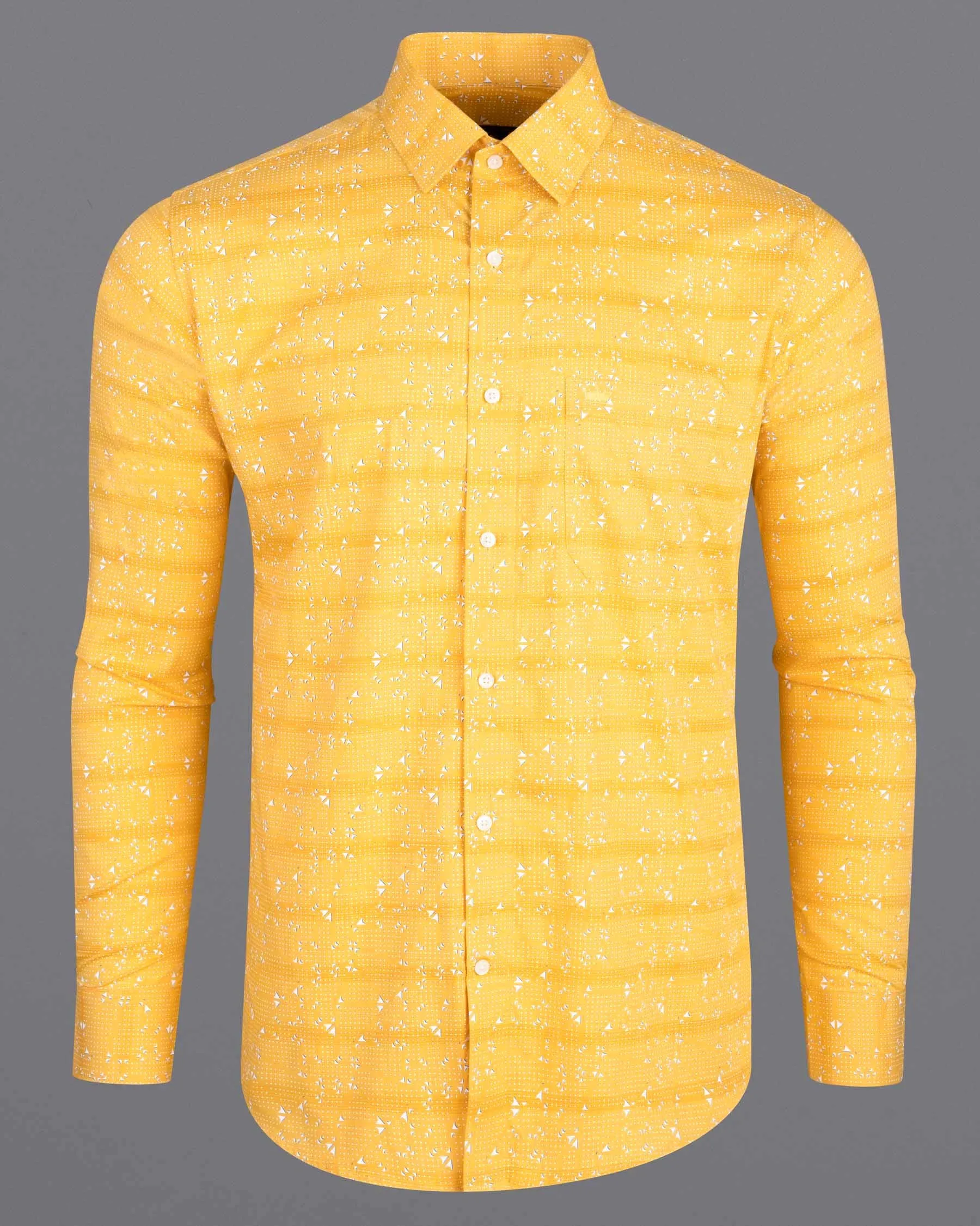 Golden Tainoi Printed Dobby Textured Premium Giza Cotton Shirt sold by French Crown product image thumbnail 5