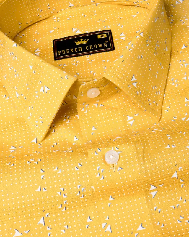 Golden Tainoi Printed Dobby Textured Premium Giza Cotton Shirt sold by French Crown