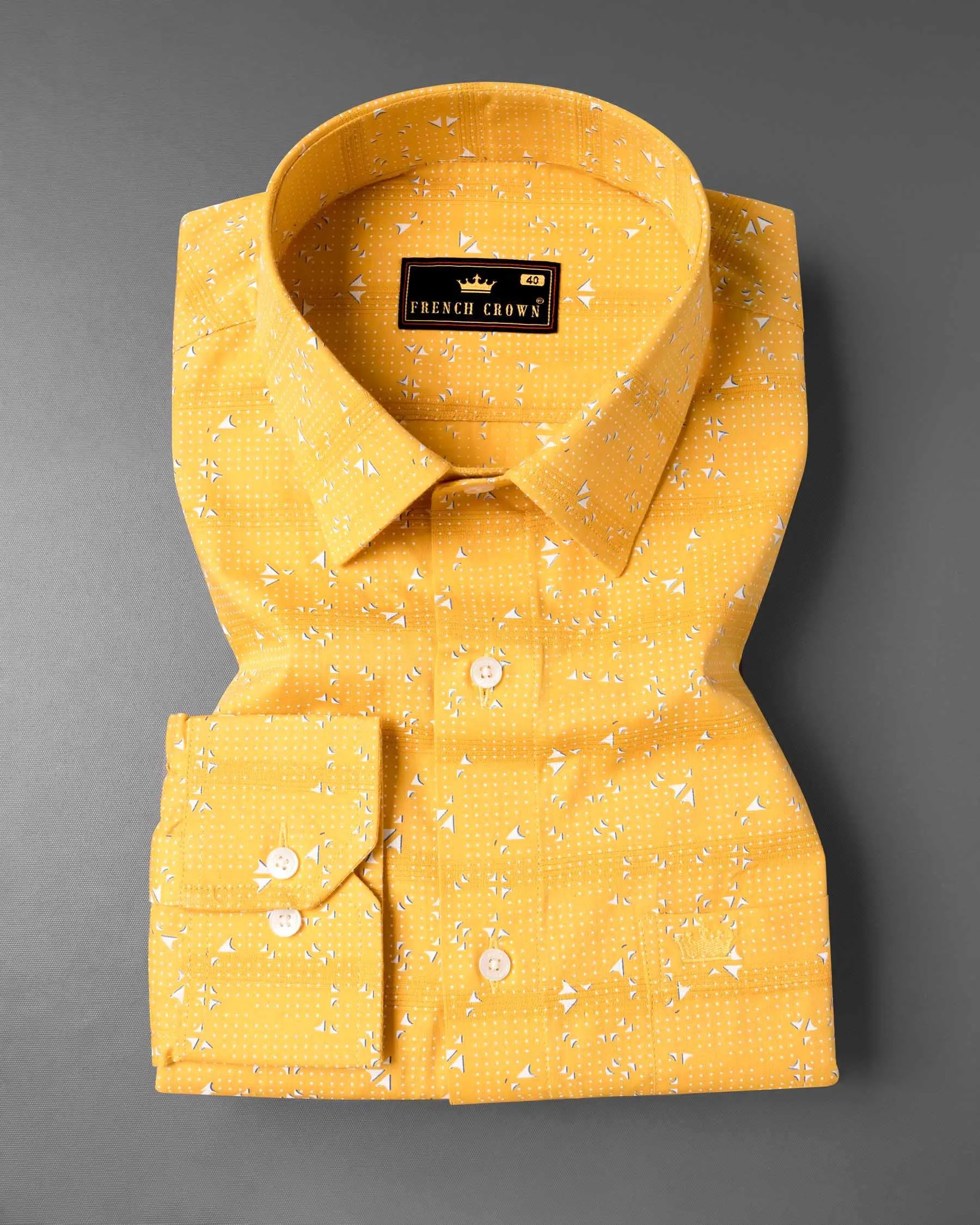 Golden Tainoi Printed Dobby Textured Premium Giza Cotton Shirt sold by French Crown product image thumbnail 3
