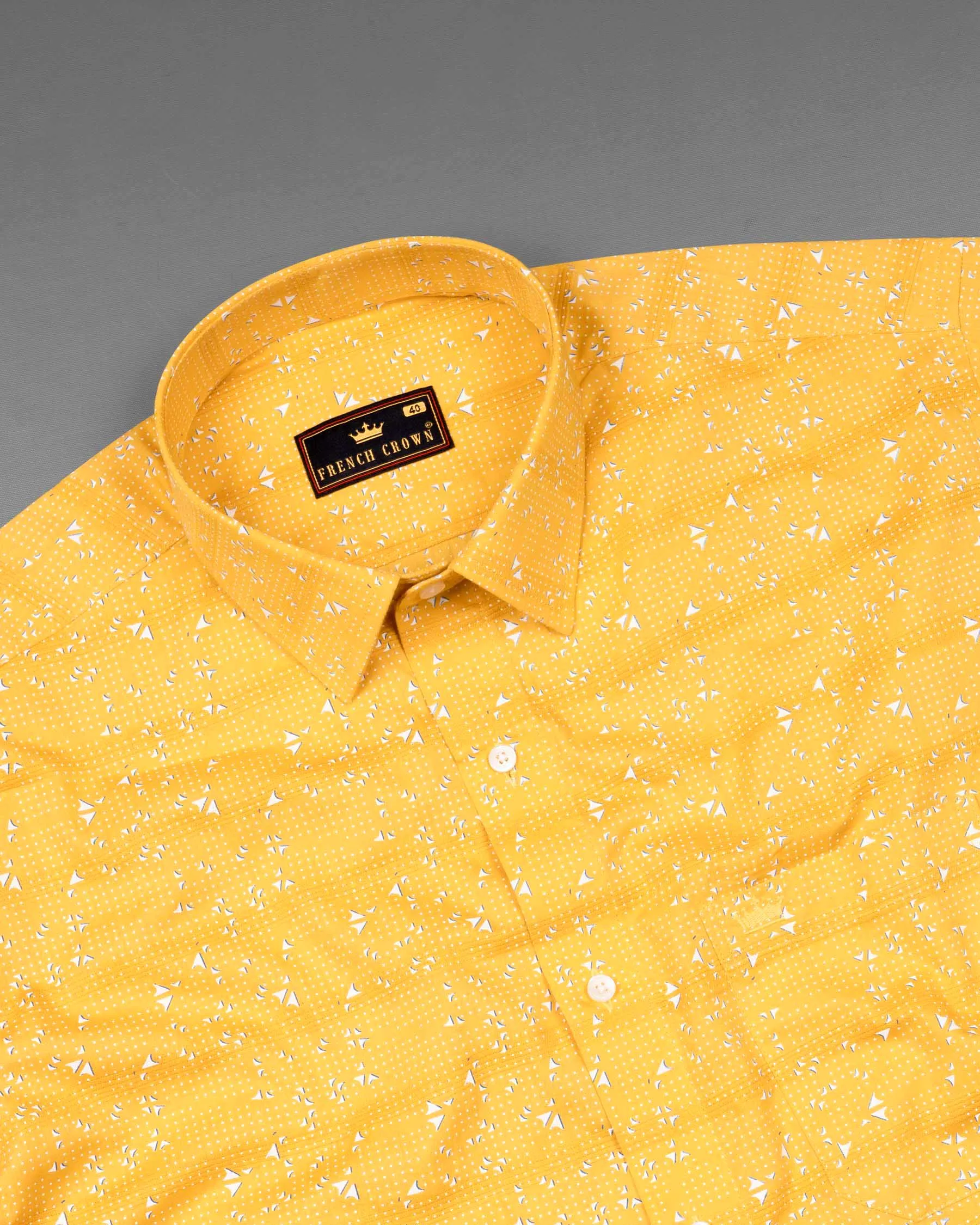 Golden Tainoi Printed Dobby Textured Premium Giza Cotton Shirt sold by French Crown product image thumbnail 4