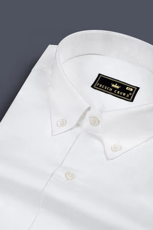 Bright White Dobby Textured Giza Cotton Shirt sold by French Crown