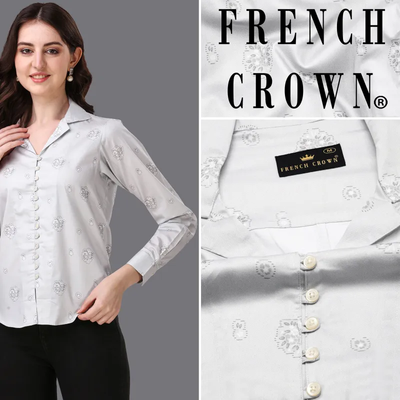 Timberwolf Gray with Printed Super Soft Premium Cotton Women’s Shirt sold by French Crown