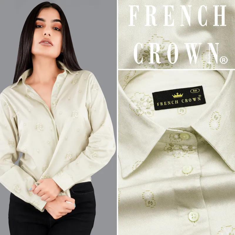 Periglacial Cream Floral Printed Premium Cotton Shirt sold by French Crown
