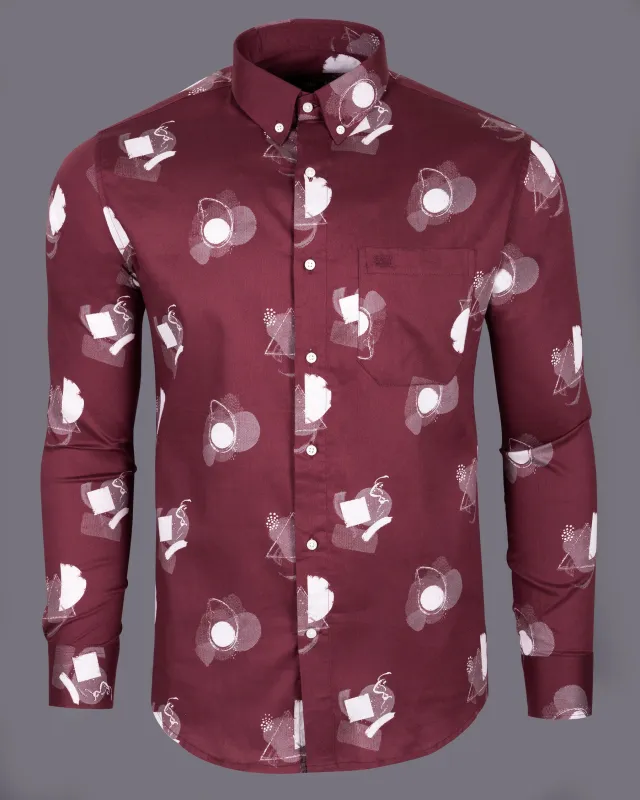 Maroon with White Dobby Textured Premium Giza Cotton Shirt sold by French Crown