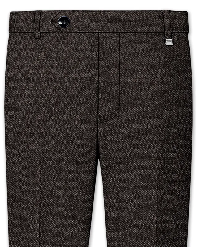 Auregond-Gondola Brown Textured Stretchable Waistband Pant sold by French Crown