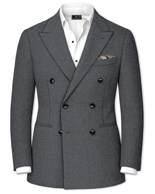 Gravano-Ship Gray Textured Tweed Double Breasted Blazer sold by French Crown