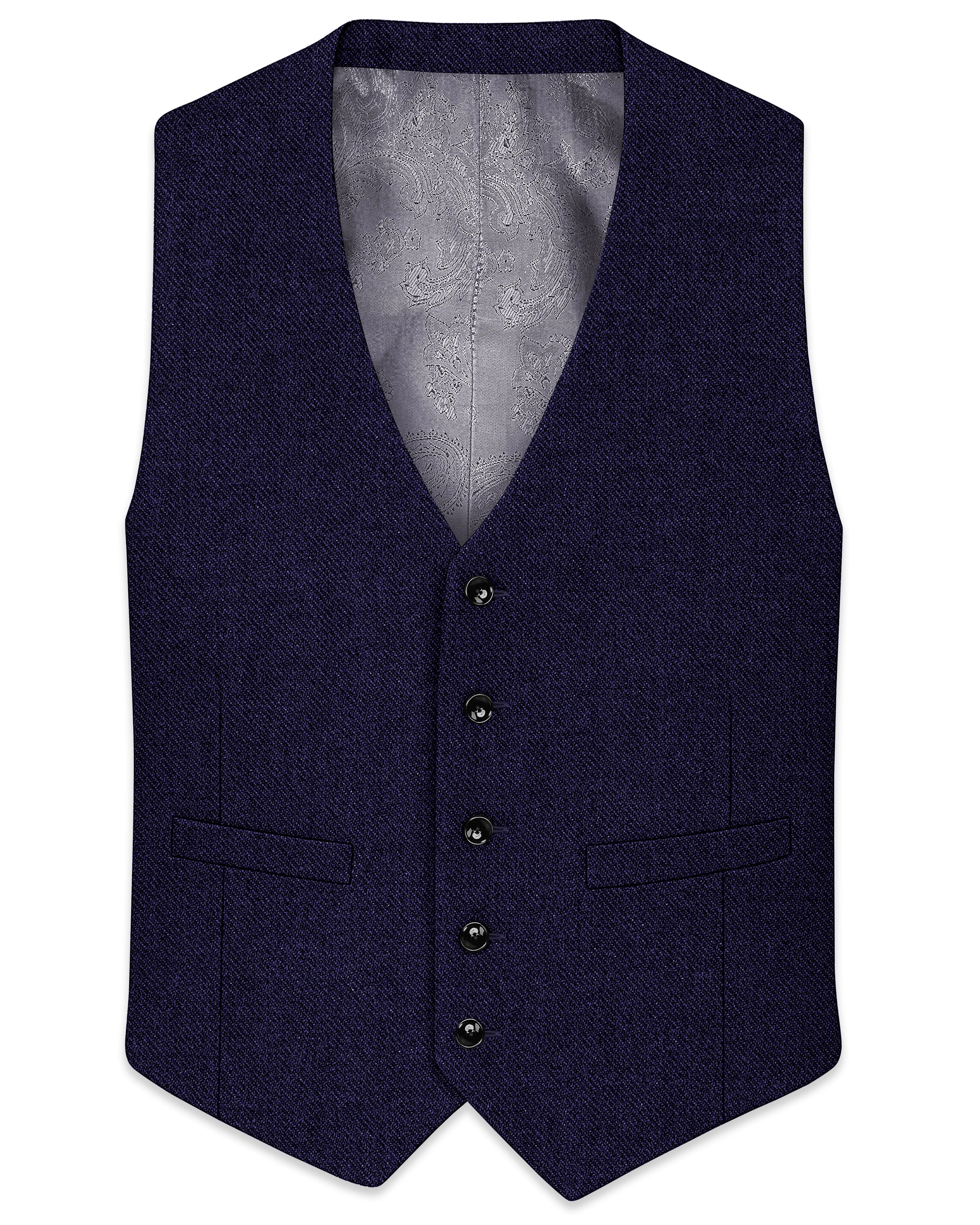 Bluvoro-Mirage Blue Textured Tweed Waistcoat sold by French Crown