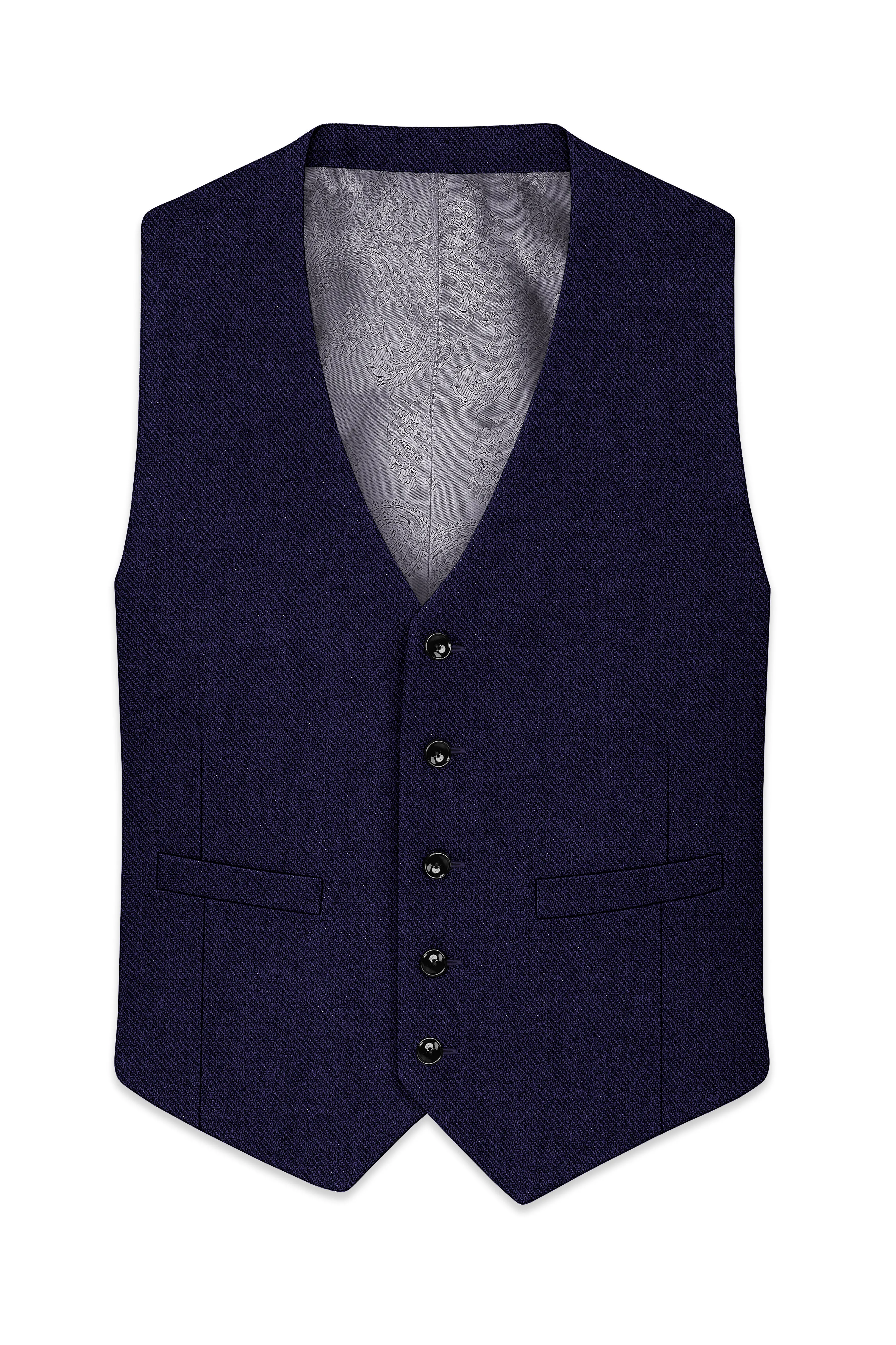 Bluvoro-Mirage Blue Textured Tweed Waistcoat sold by French Crown product image thumbnail 2