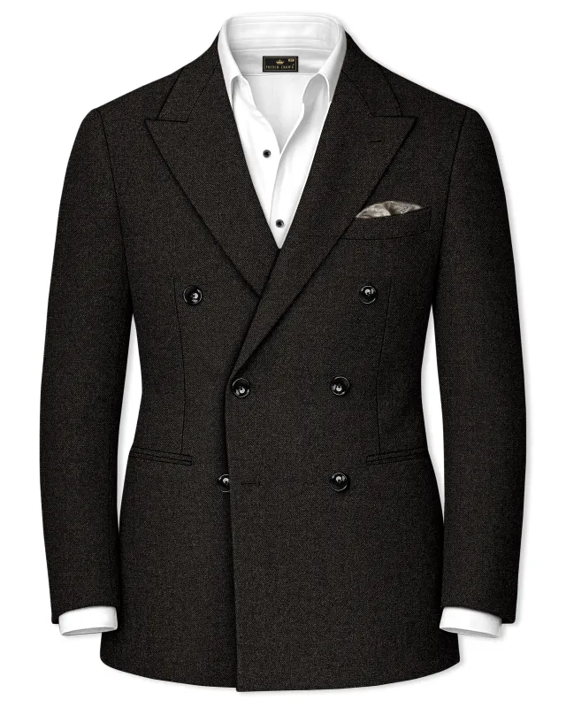 Aurezeus-Zeus Brown Textured Tweed Double Breasted Blazer sold by French Crown