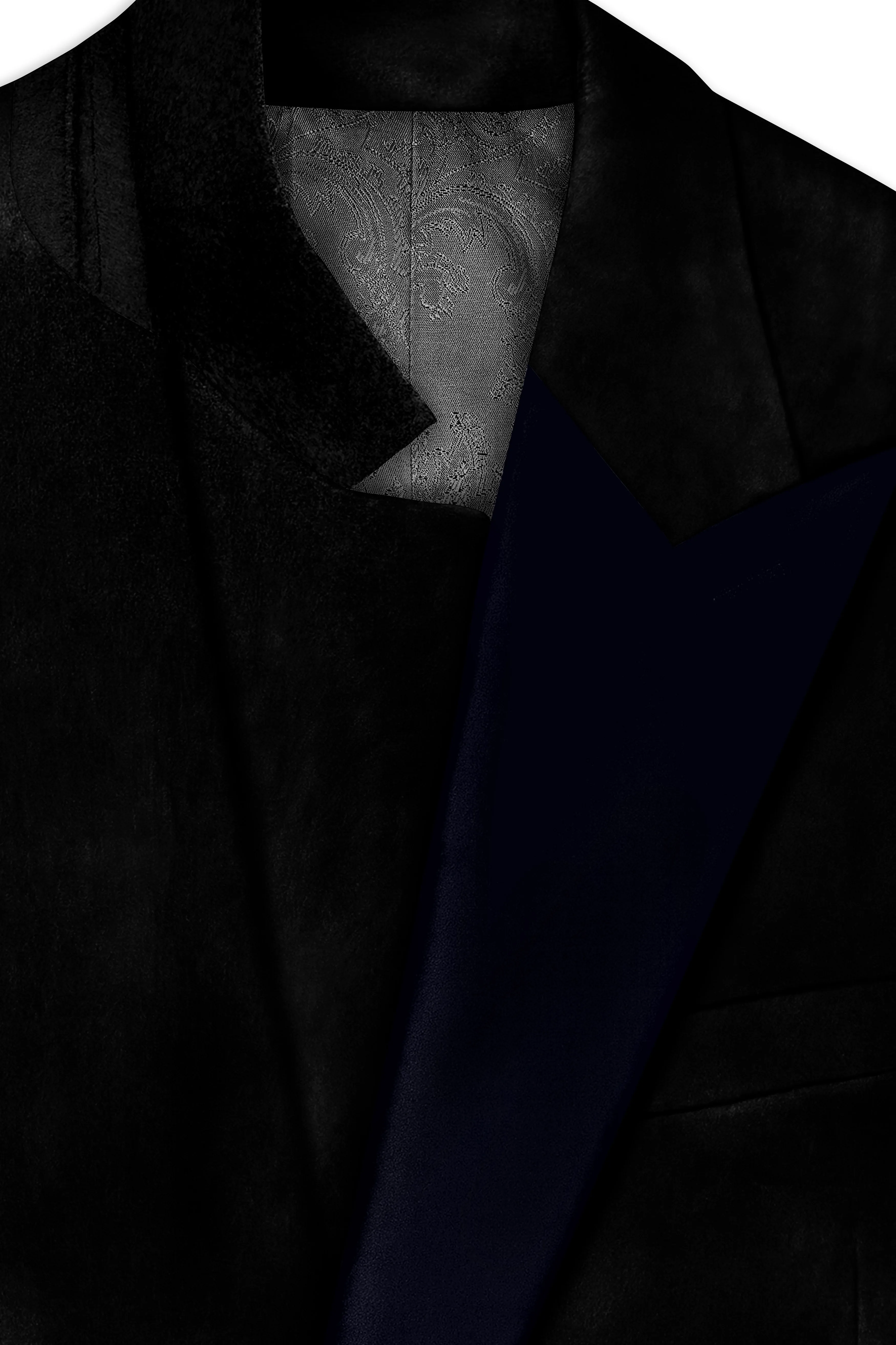 Jadevel-Jade Black With Blue Peak Lepal Velvet Tuxedo Blazer sold by French Crown product image thumbnail 4