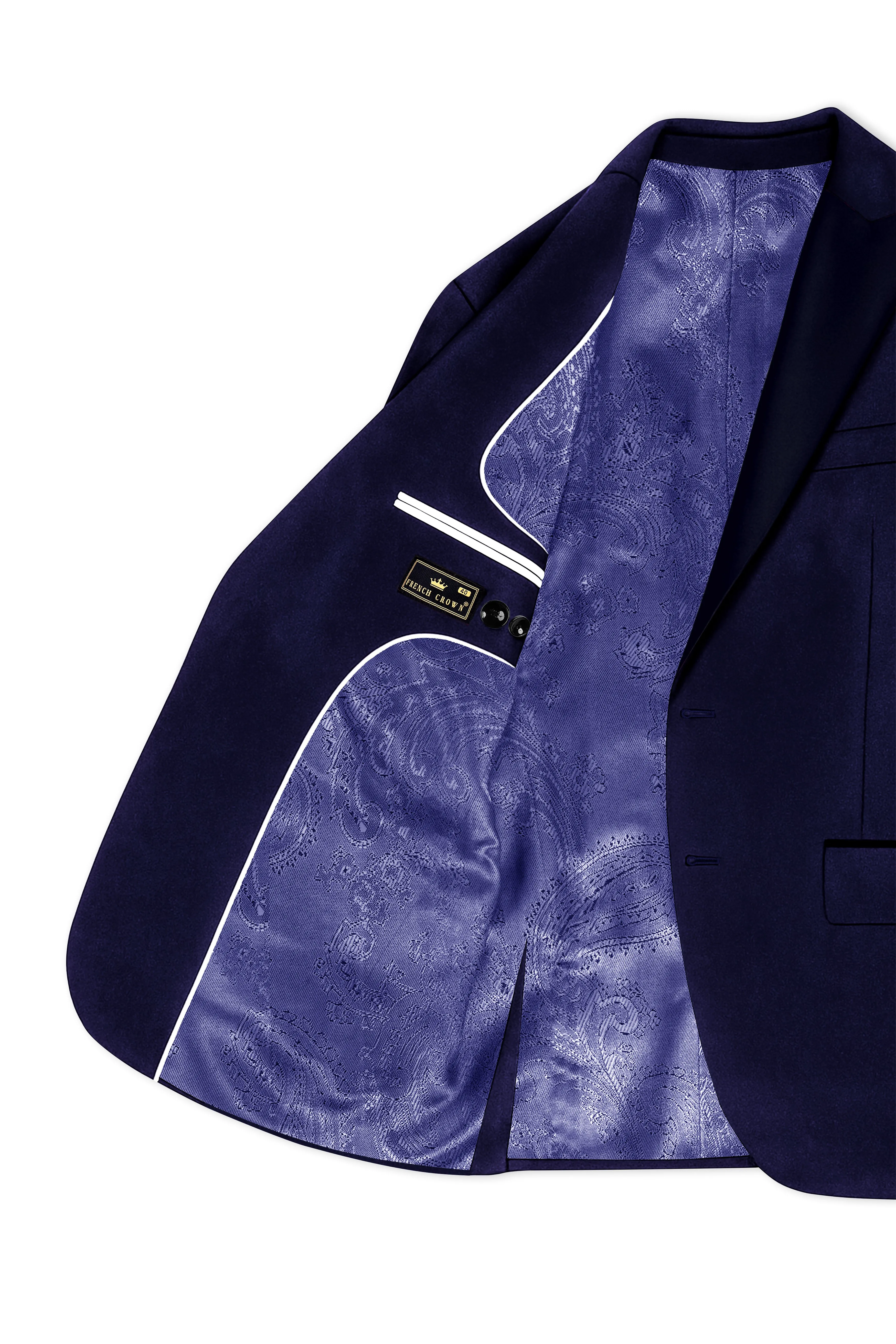Azurion-Royal Blue With Blue Peak Lepal Velvet Tuxedo Blazer sold by French Crown product image thumbnail 5