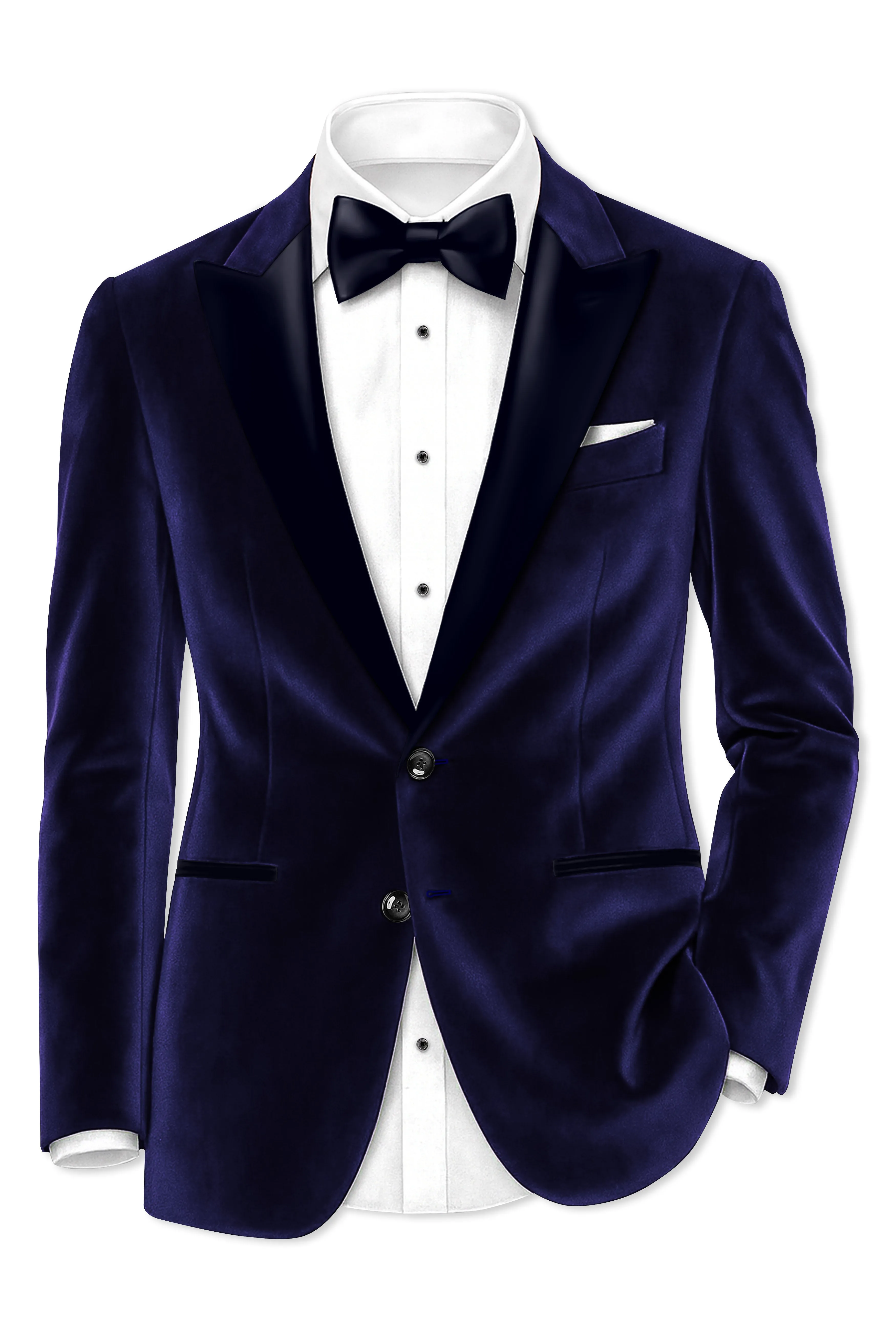 Azurion-Royal Blue With Blue Peak Lepal Velvet Tuxedo Blazer sold by French Crown product image thumbnail 2