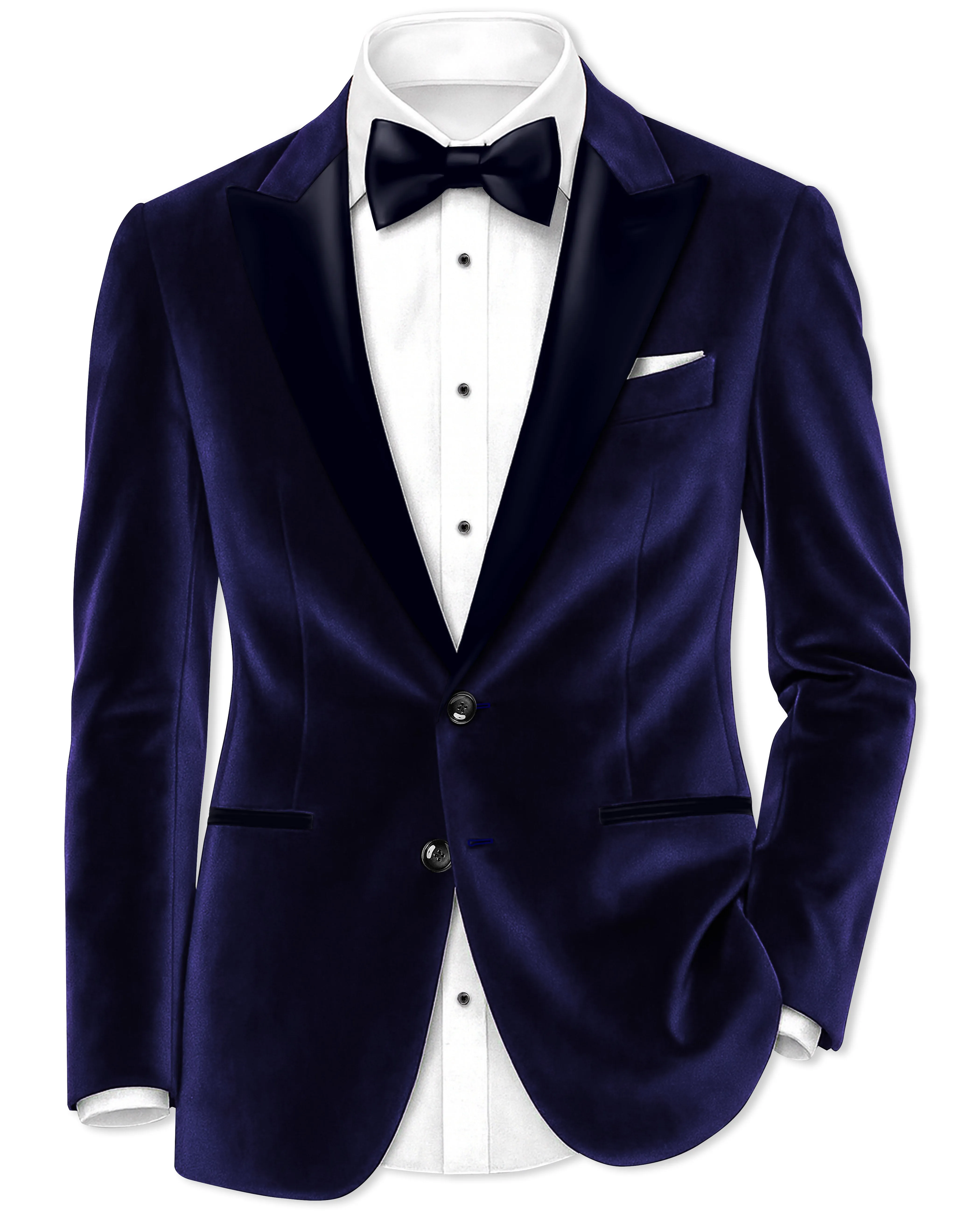 Azurion-Royal Blue With Blue Peak Lepal Velvet Tuxedo Blazer sold by French Crown
