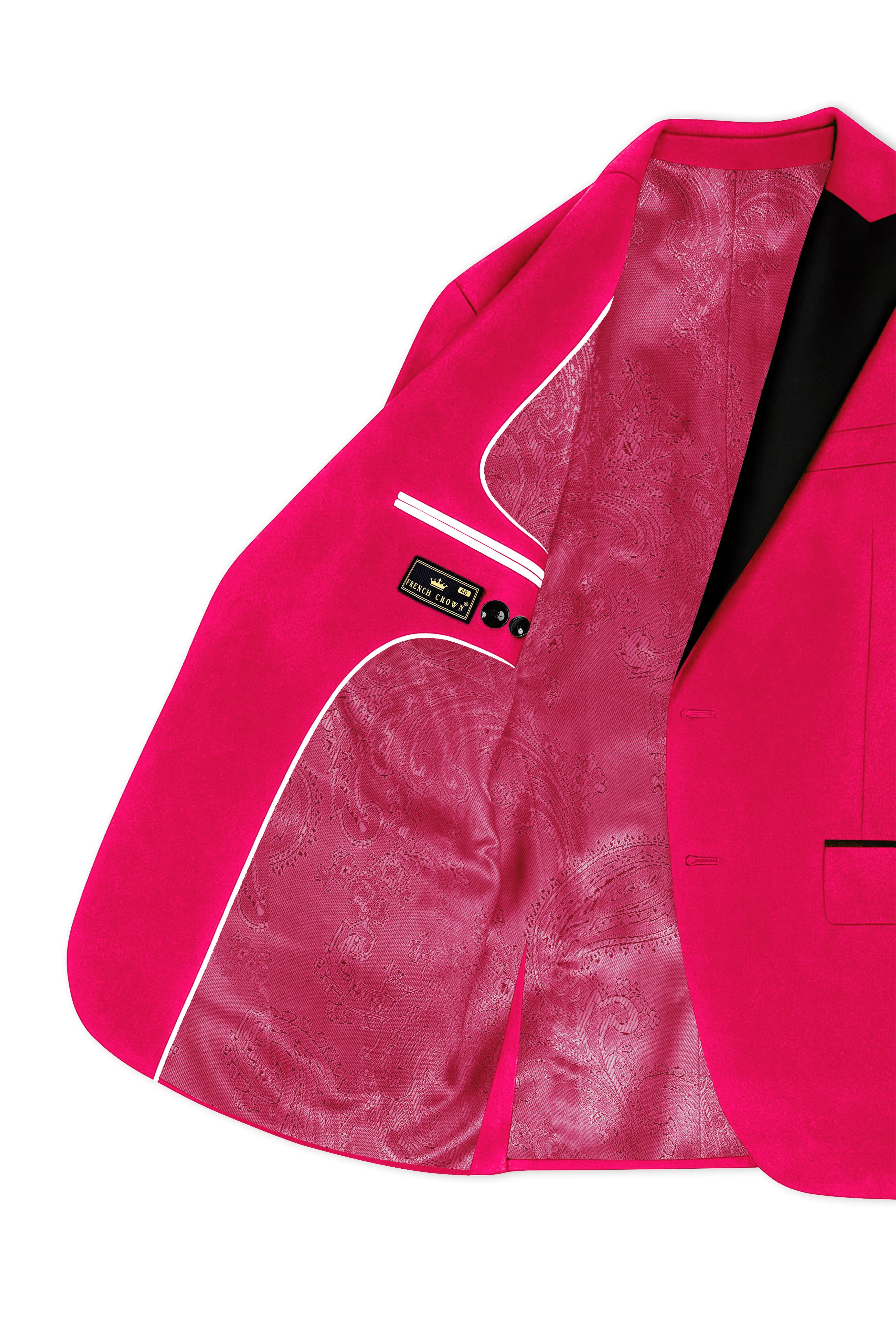 Shivelle-Shiraz Pink Velvet Peak Lapel Tuxedo Blazer sold by French Crown product image thumbnail 5