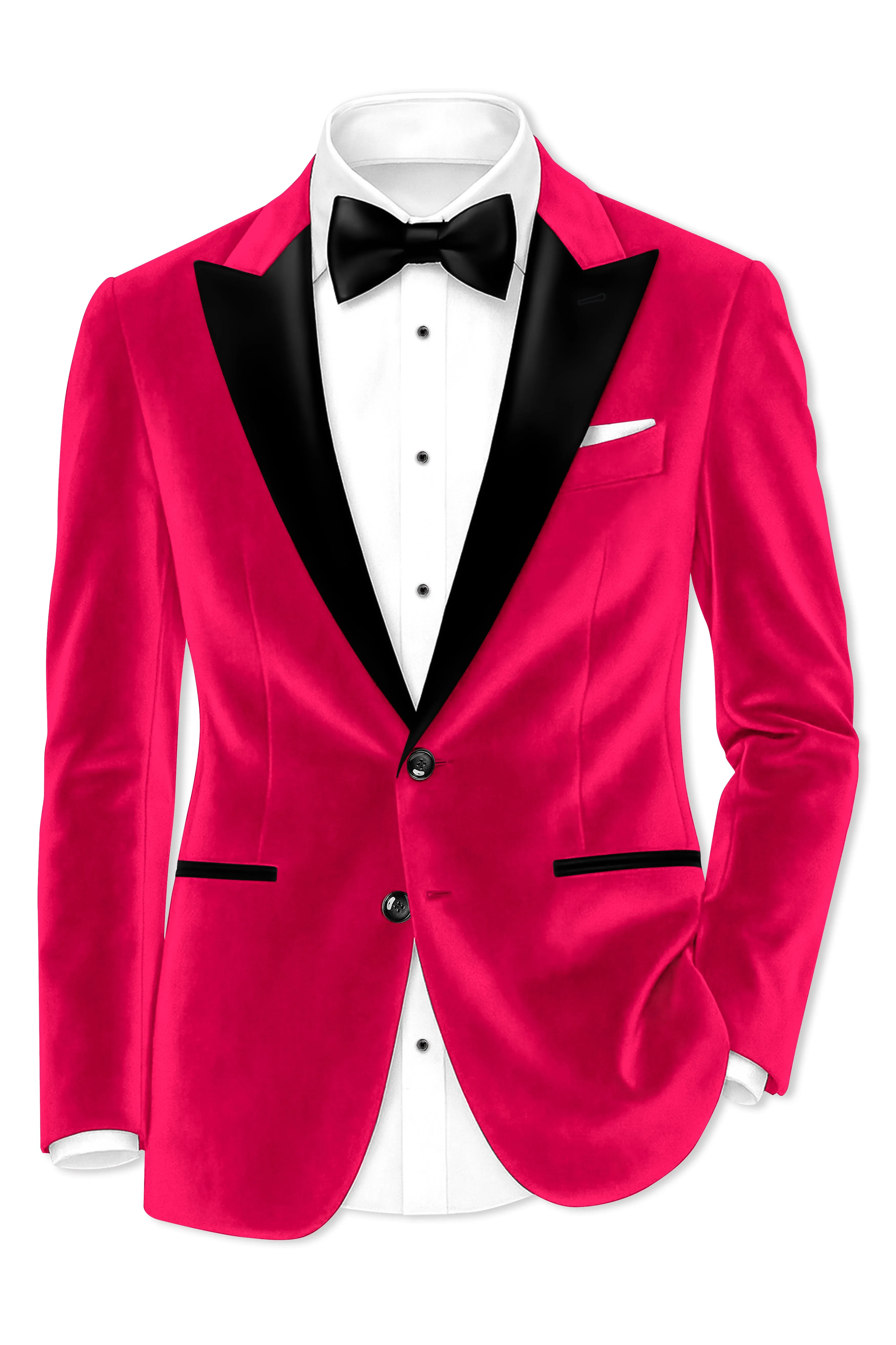 Shivelle-Shiraz Pink Velvet Peak Lapel Tuxedo Blazer sold by French Crown product image thumbnail 2