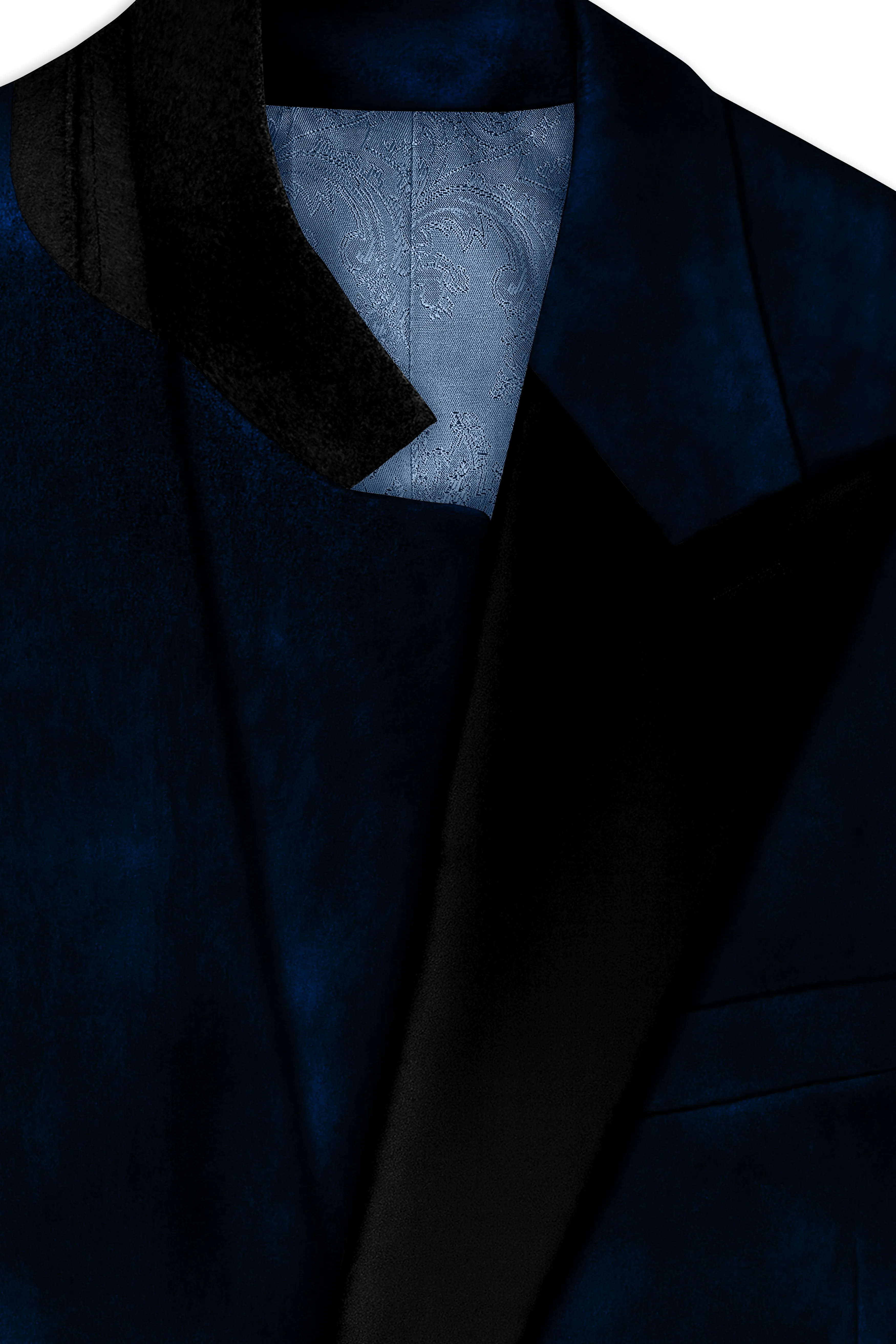 Noctivell-Cinder Blue Velvet Peak Lapel Tuxedo Blazer sold by French Crown product image thumbnail 4
