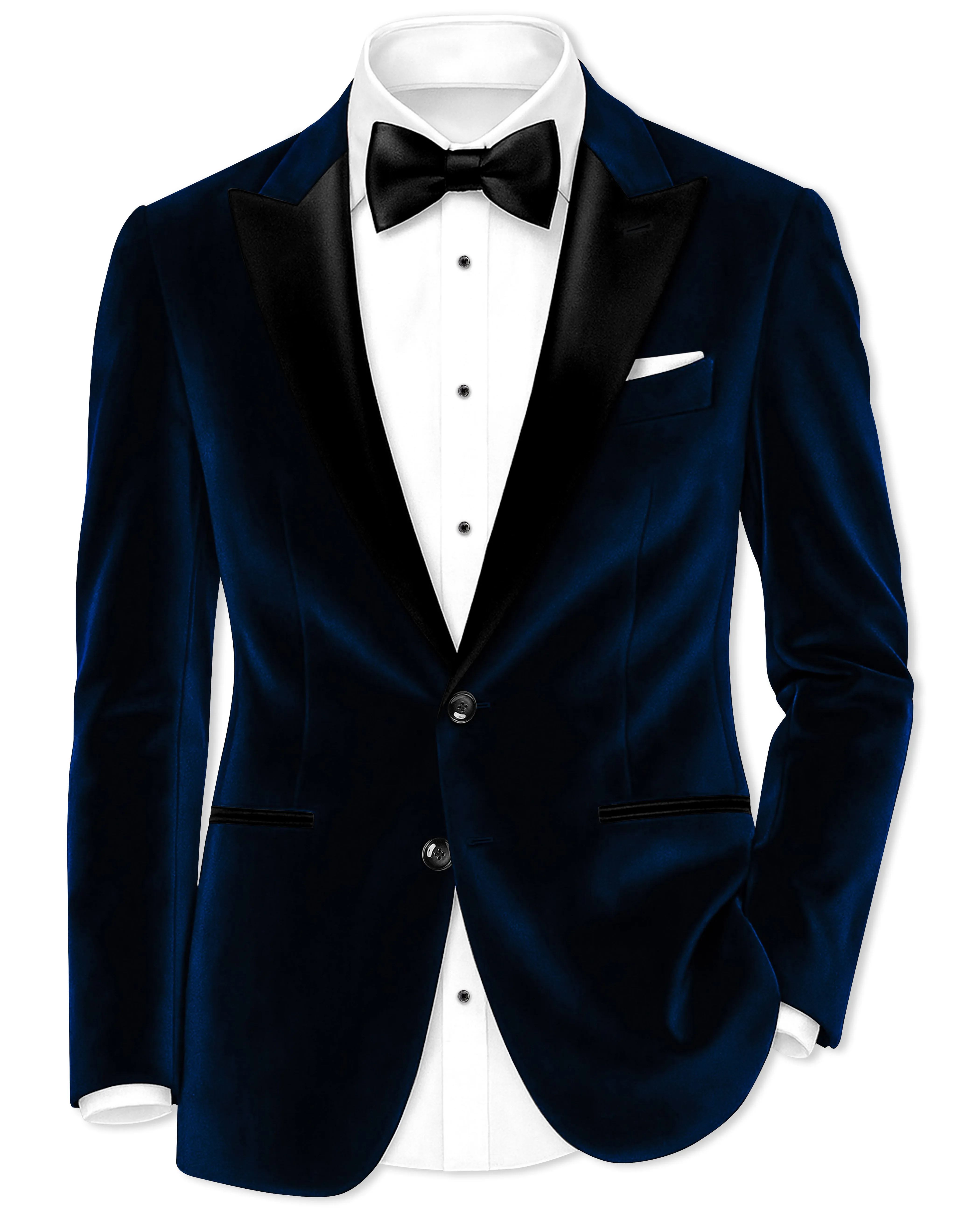 Noctivell-Cinder Blue Velvet Peak Lapel Tuxedo Blazer sold by French Crown