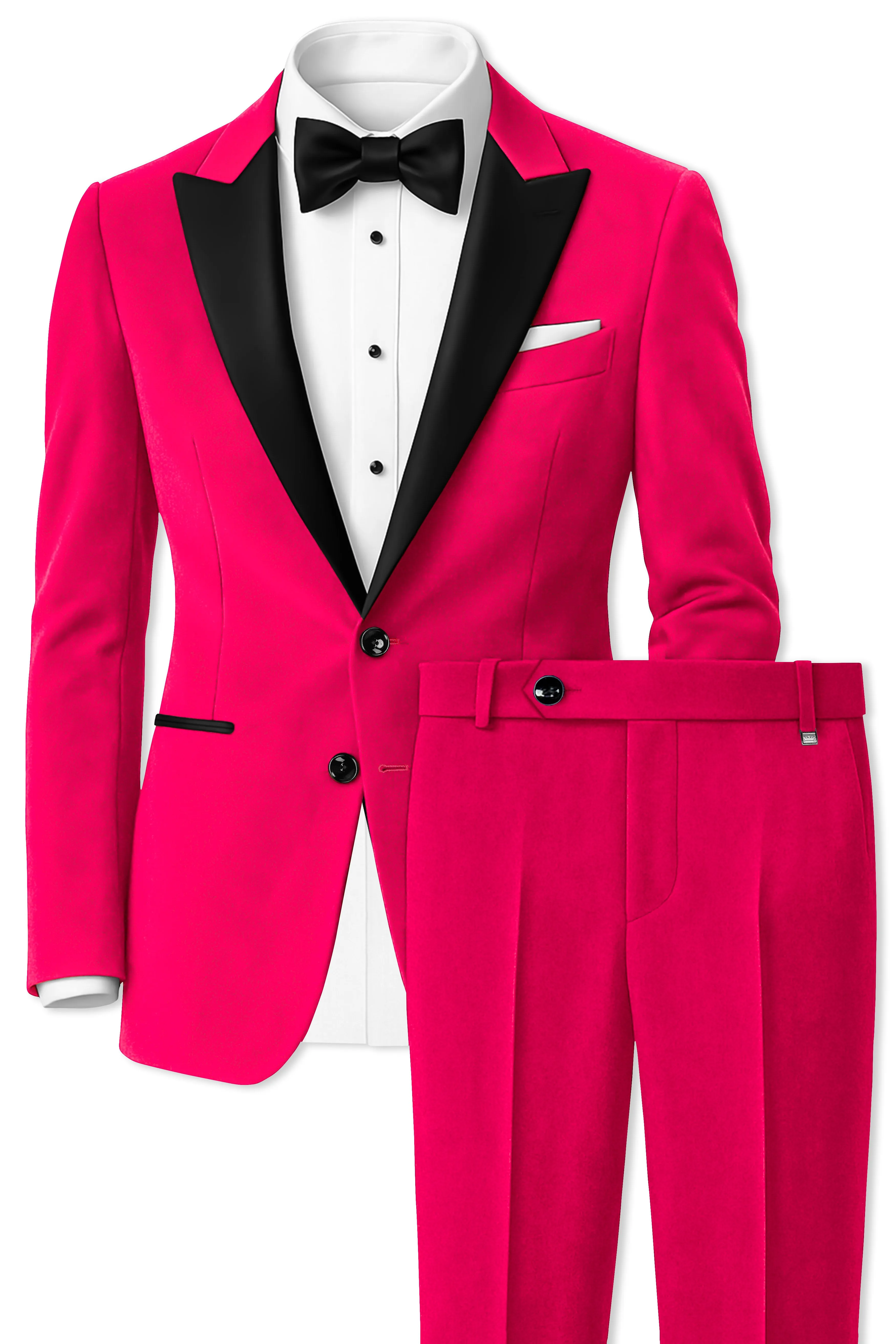 Shivelle-Shiraz Pink Velvet Peak Lapel Tuxedo Suit sold by French Crown product image thumbnail 2
