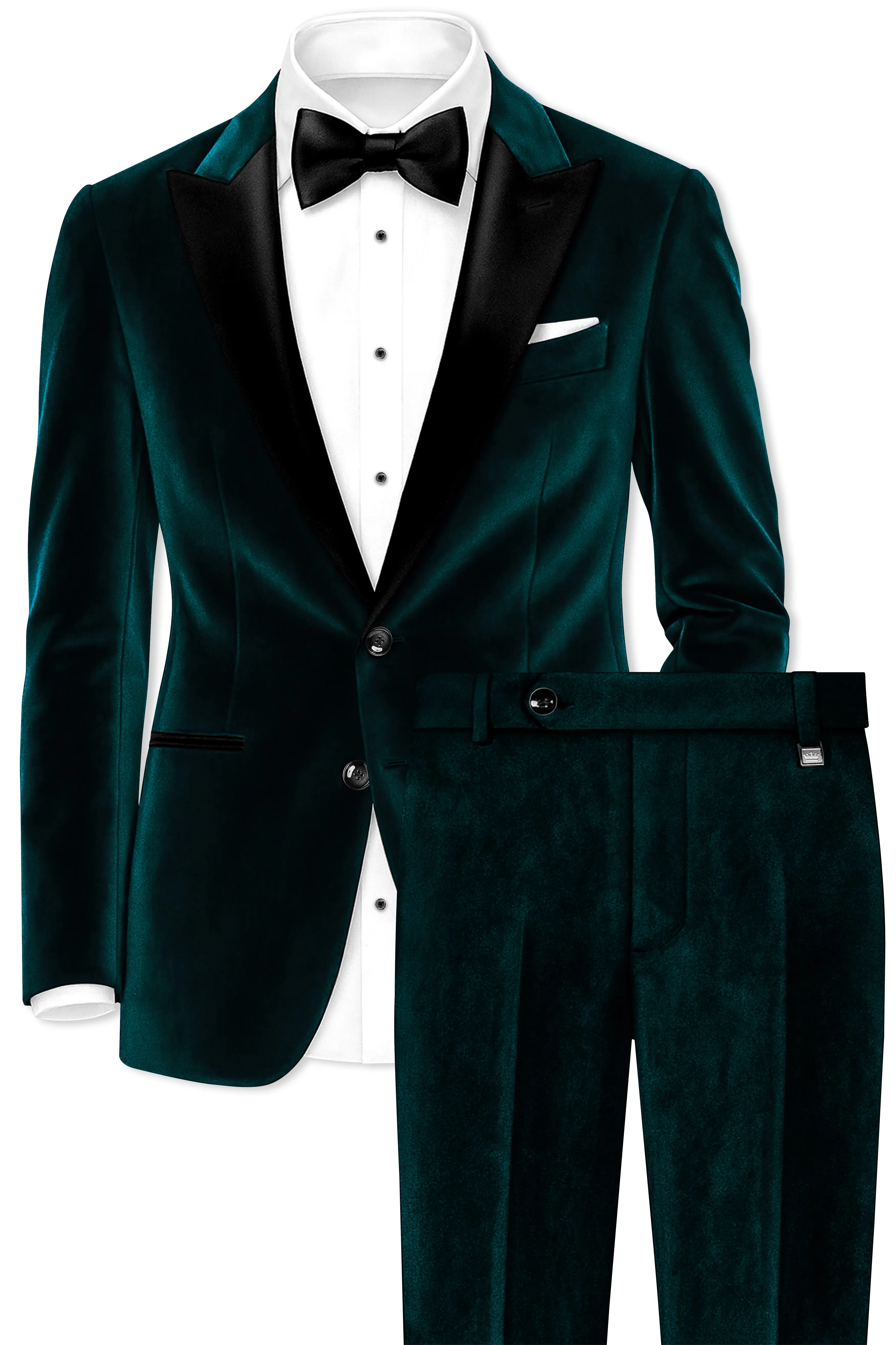 Emerivell-Burnham Green Velvet Peak Lapel Tuxedo Suit sold by French Crown product image thumbnail 4
