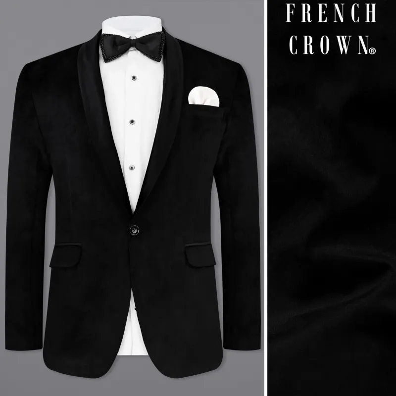 Jade Black Velvet Designer Tuxedo Blazer made by French Crown