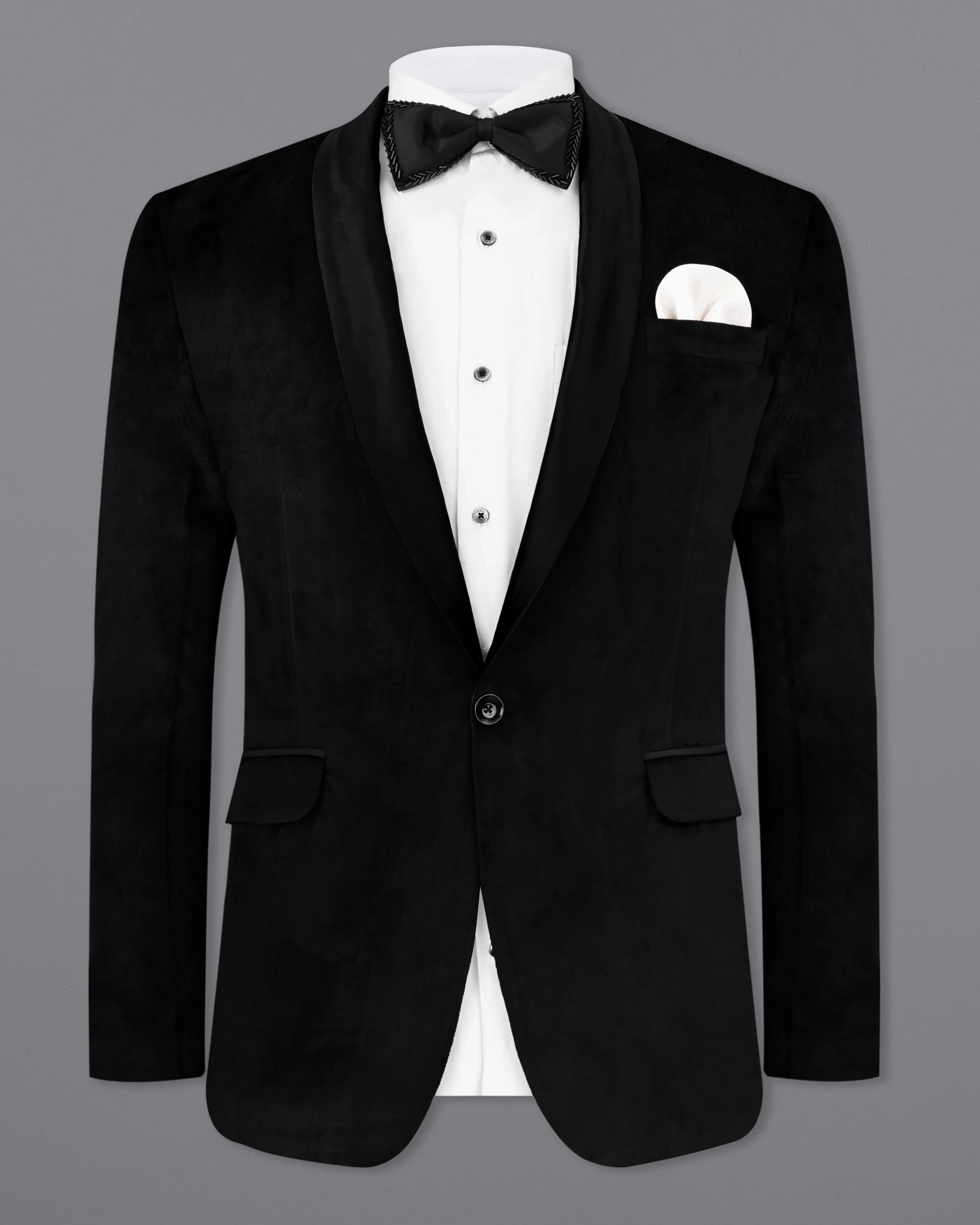 Jade Black Velvet Designer Tuxedo Blazer sold by French Crown product image thumbnail 2