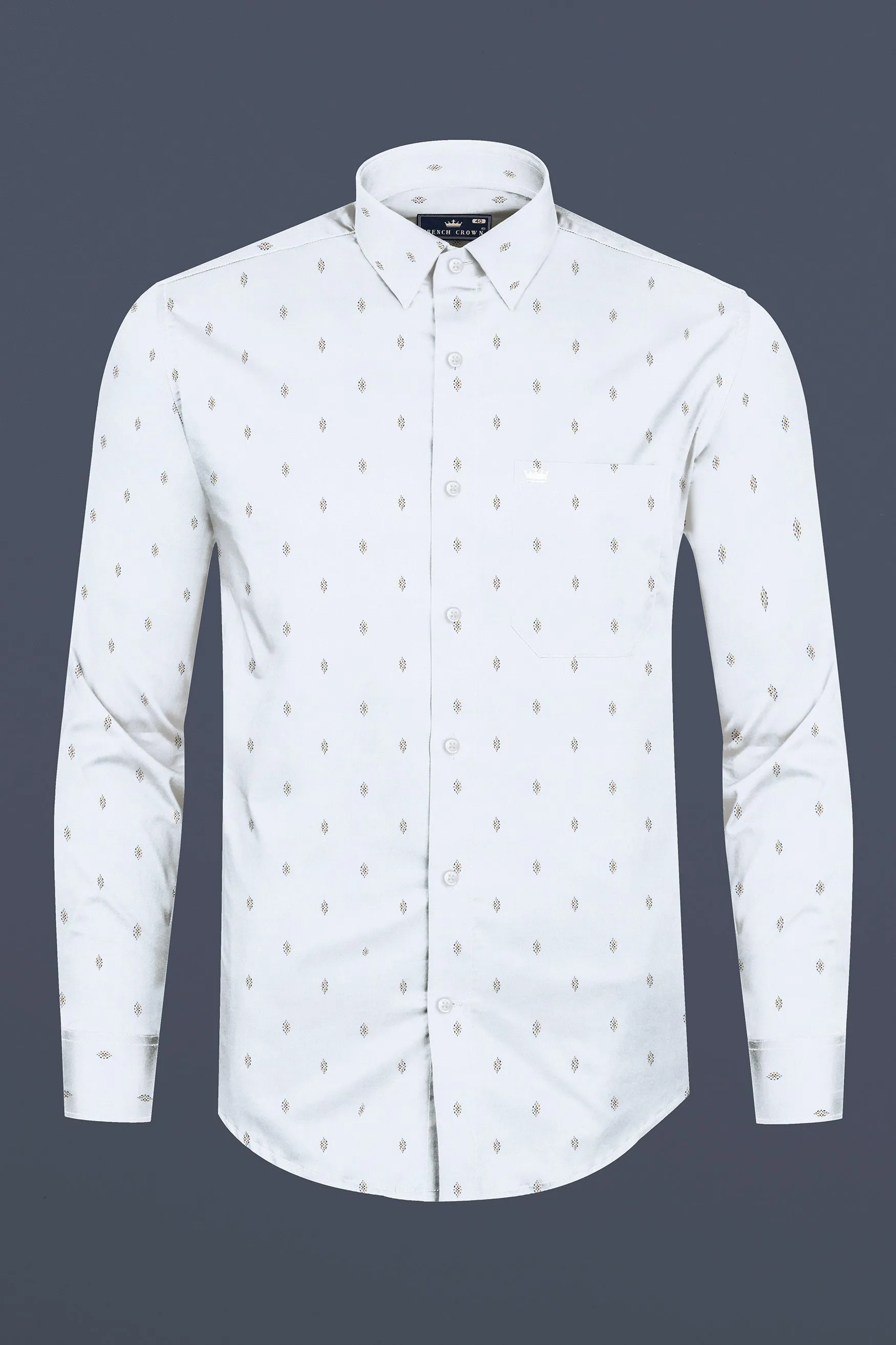 Bright White Dobby Textured Premium Giza Cotton Shirt sold by French Crown product image thumbnail 4
