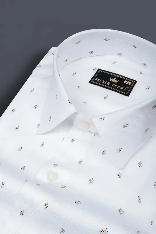 Bright White Dobby Textured Premium Giza Cotton Shirt sold by French Crown