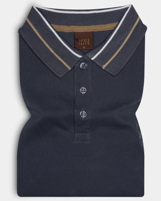 Charade Gray Solid Premium Cotton Pique Polo made by French Crown