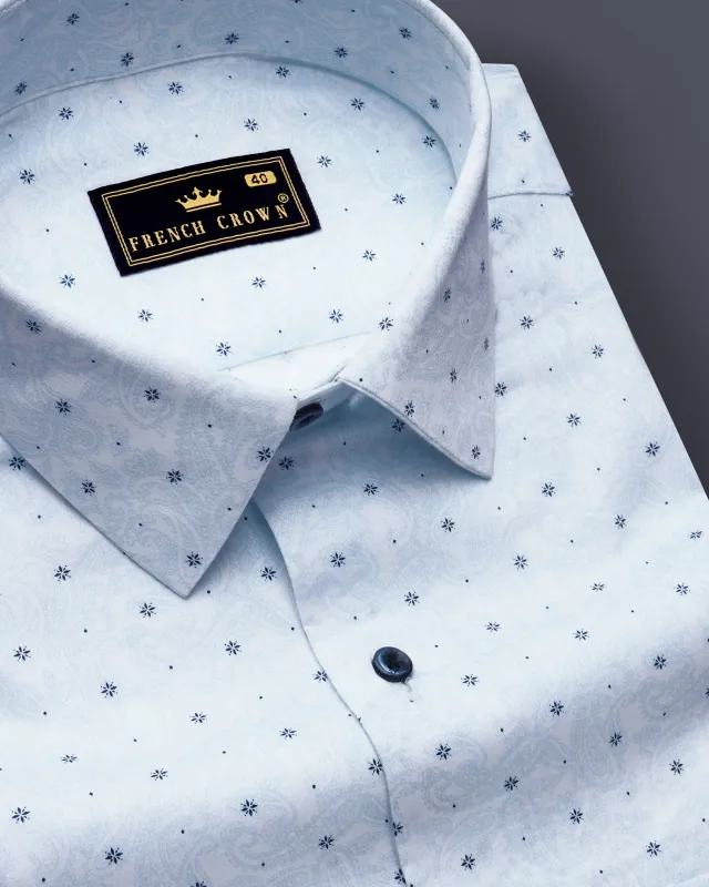 Frostrial-Casper Blue Printed Subtle Sheen Super Soft Premium Cotton Semi Formal Shirt sold by French Crown