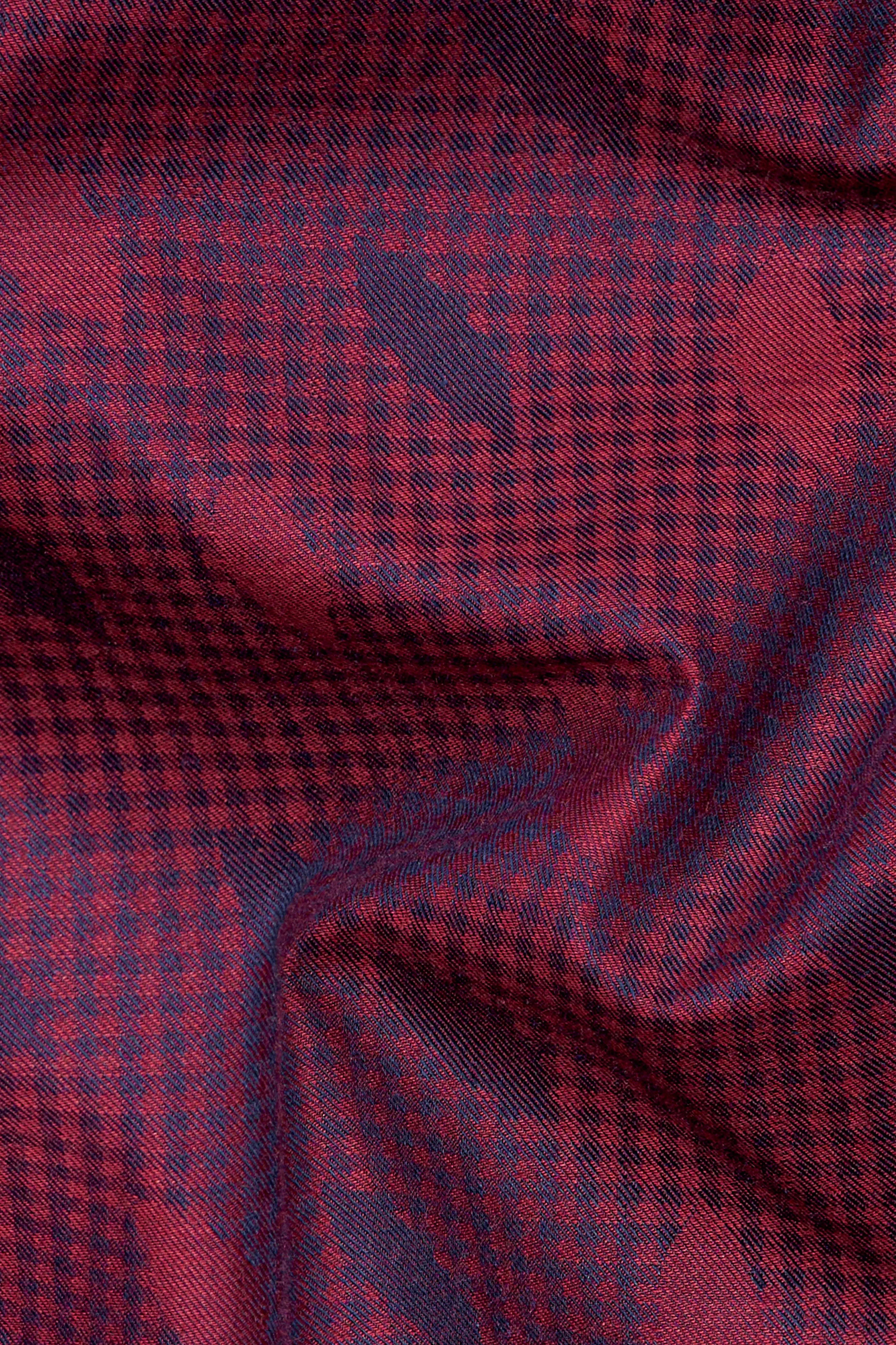 Cordovan Red and Eggplant Blue Jacquard Textured Premium Giza Cotton Shirt sold by French Crown product image thumbnail 3