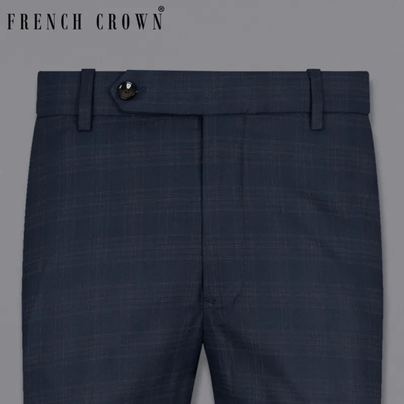 Charade Blue Plaid Wool Rich Pant sold by French Crown