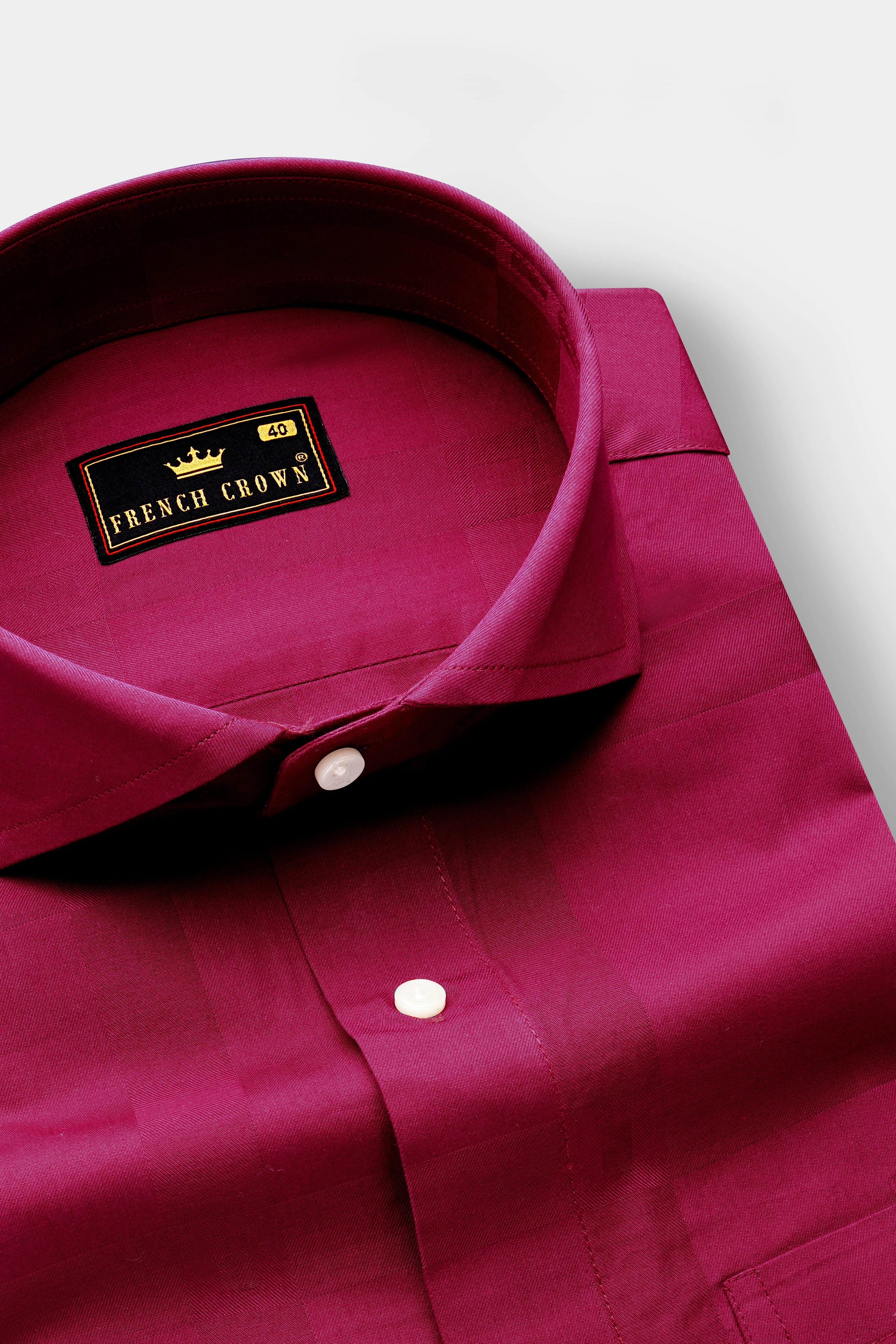 Violet Glow-Mulberry Pink Dobby Textured Premium Giza Cotton Dress Shirt sold by French Crown product image thumbnail 2