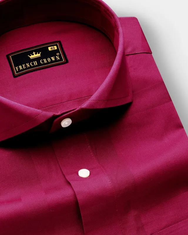 Violet Glow-Mulberry Pink Dobby Textured Premium Giza Cotton Dress Shirt sold by French Crown
