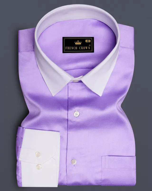 Amethyst Hue-Wisteria Purple Solid Subtle Sheen Super Soft Premium Cotton Dress Shirt sold by French Crown