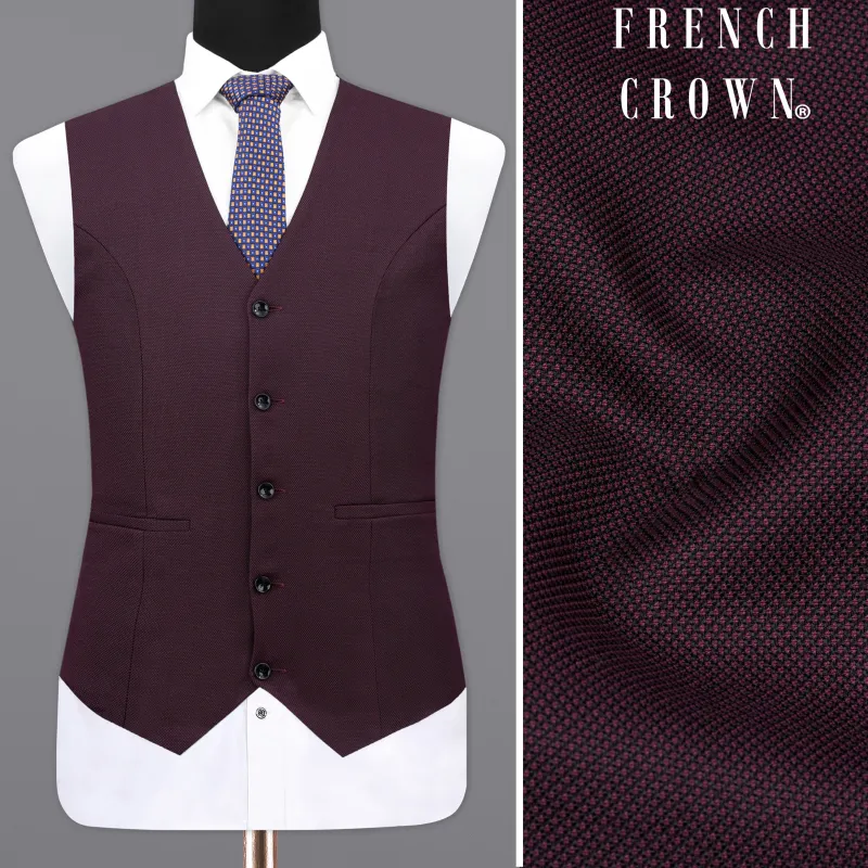 Eclipse Maroon Textured Waistcoat sold by French Crown