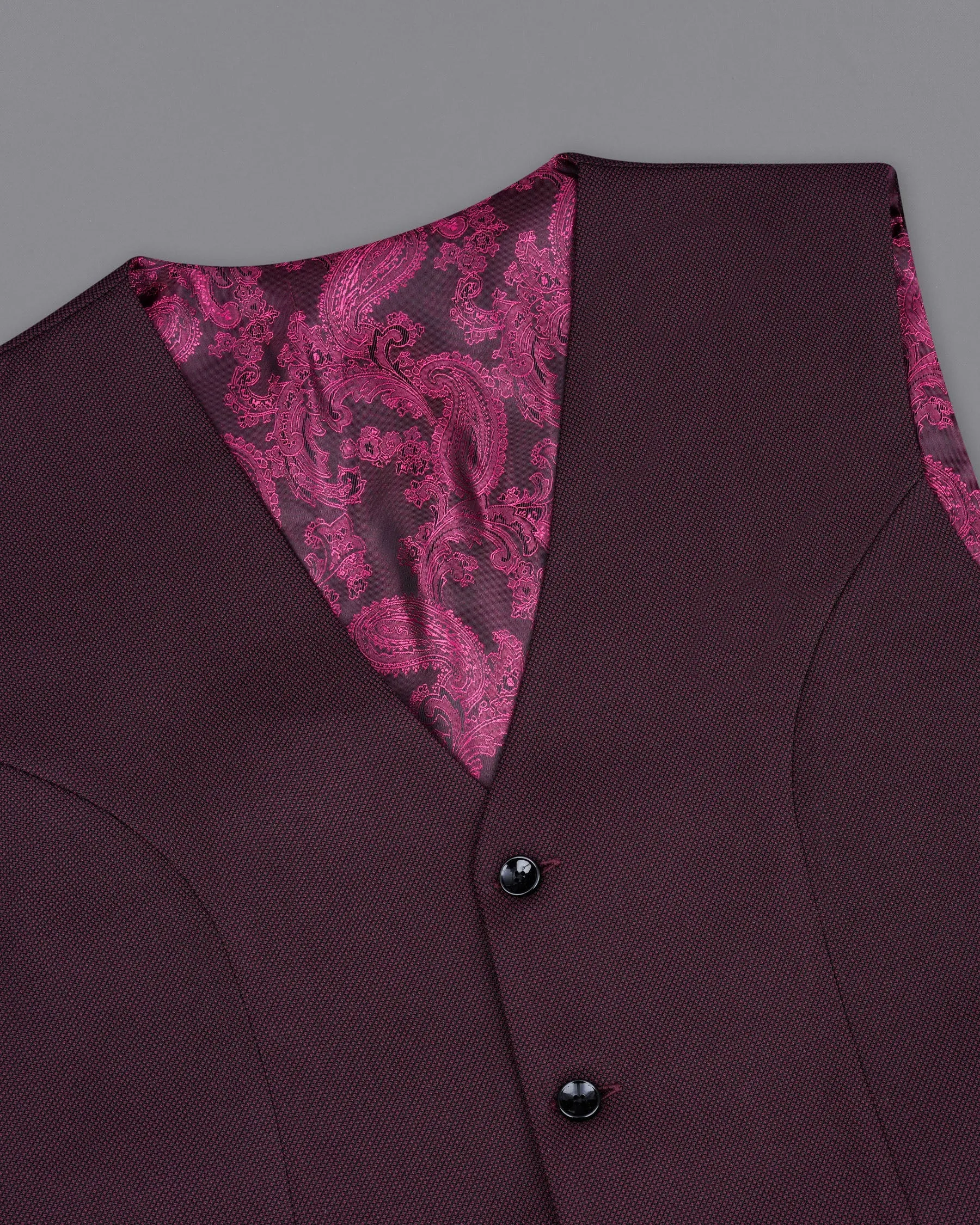 Eclipse Maroon Textured Waistcoat sold by French Crown product image thumbnail 4