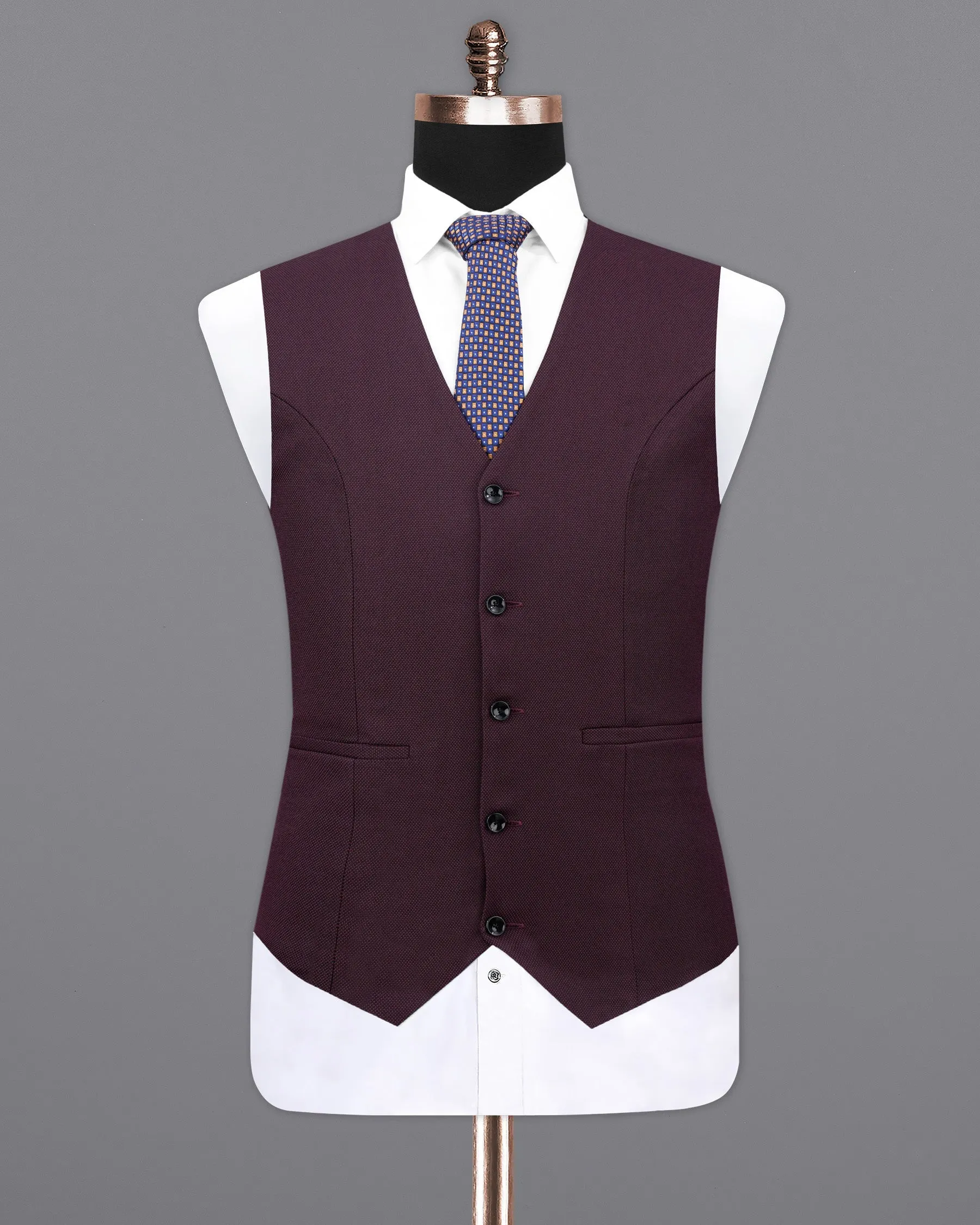Eclipse Maroon Textured Waistcoat sold by French Crown product image thumbnail 2