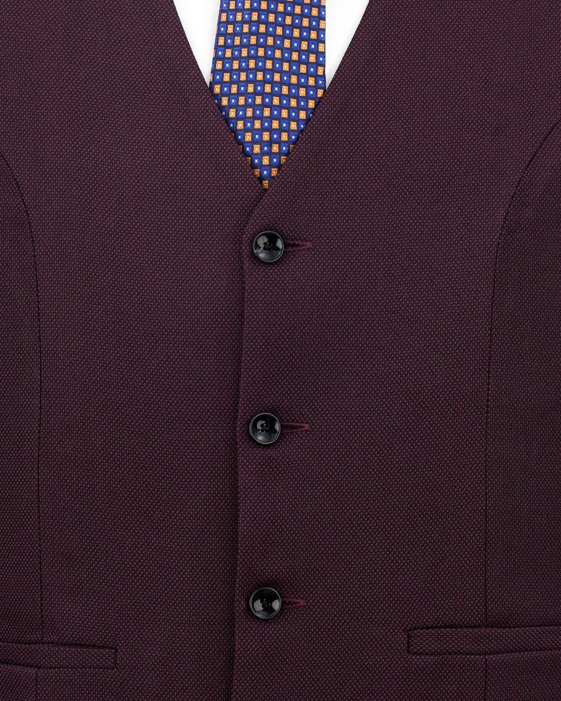 Eclipse Maroon Textured Waistcoat sold by French Crown product image thumbnail 5