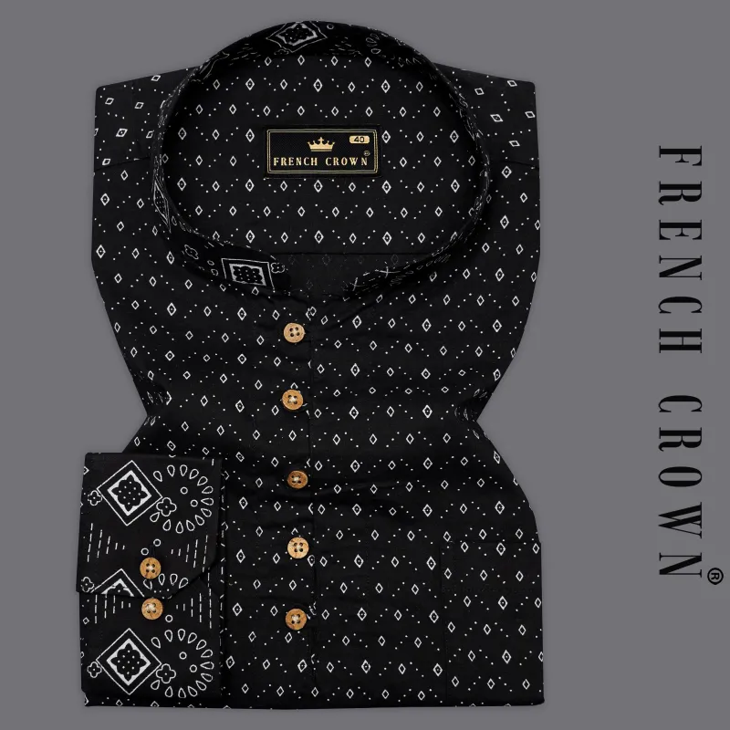 Jade Black Printed Premium Cotton Kurta Shirt sold by French Crown