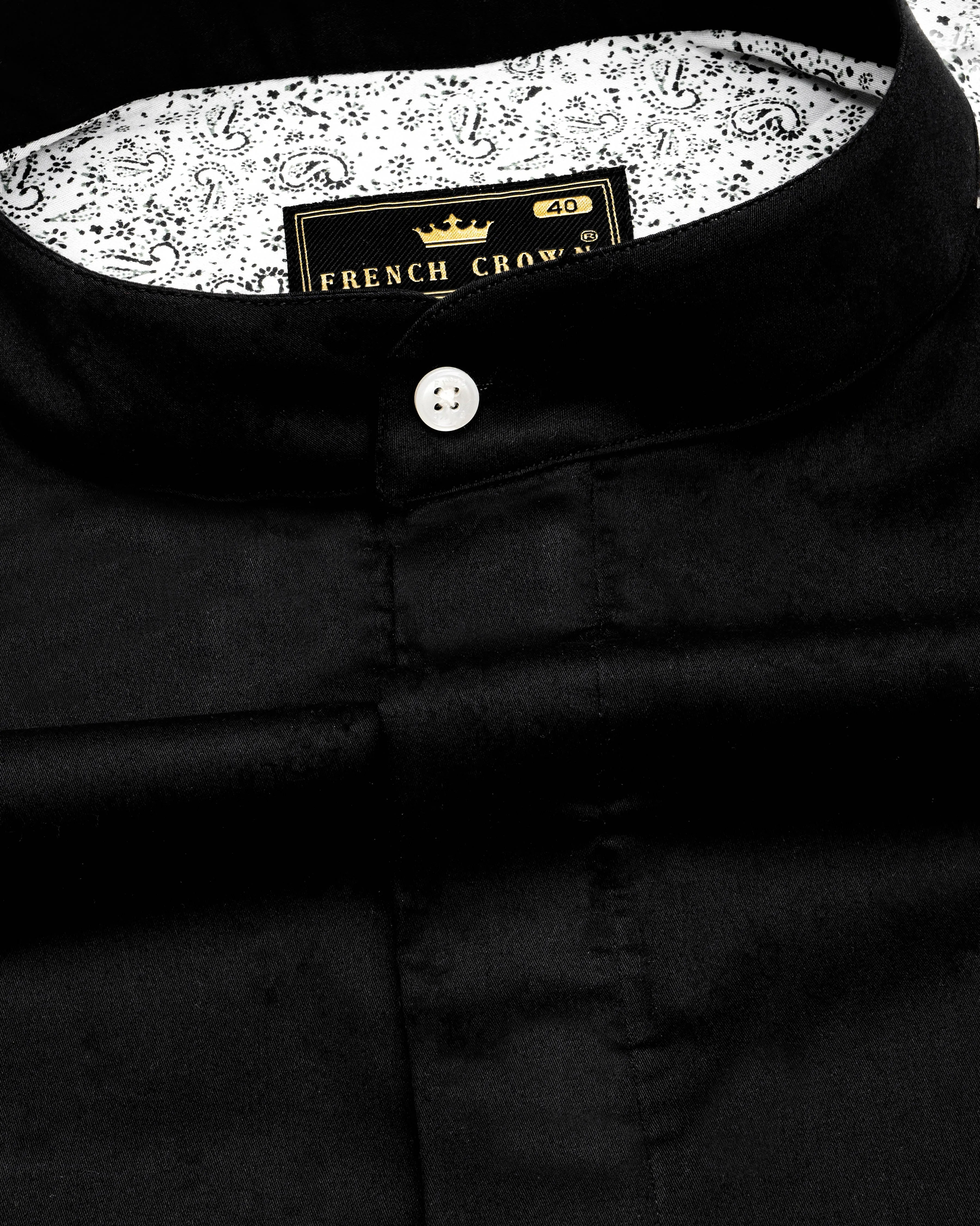 Jade Black and White with Paisley Printed Super Soft Premium Cotton Designer Shirt sold by French Crown product image thumbnail 4