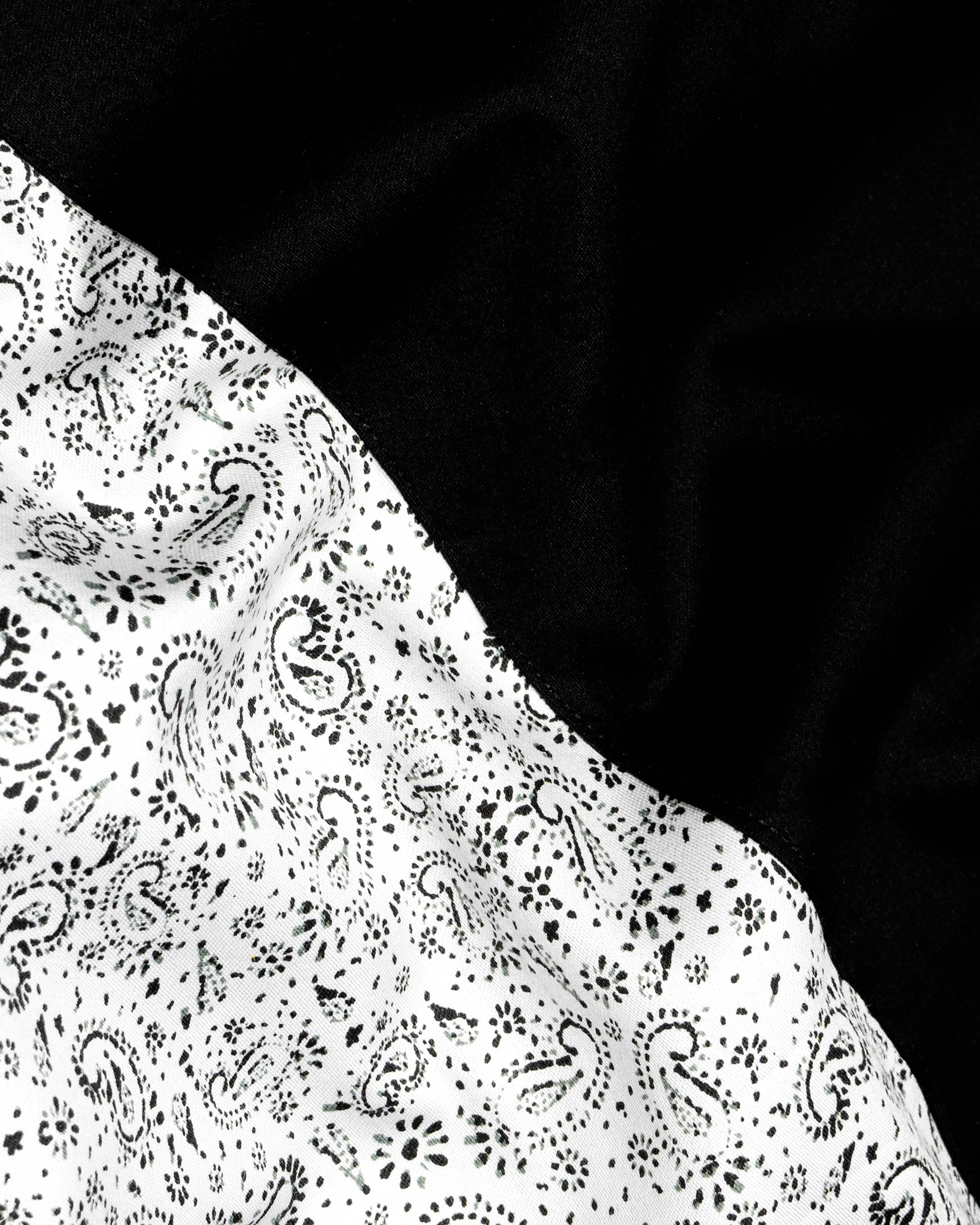 Jade Black and White with Paisley Printed Super Soft Premium Cotton Designer Shirt sold by French Crown product image thumbnail 3