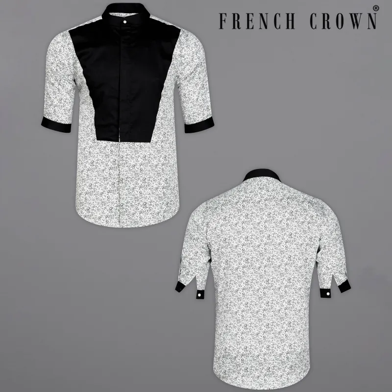 Jade Black and White with Paisley Printed Super Soft Premium Cotton Designer Shirt sold by French Crown