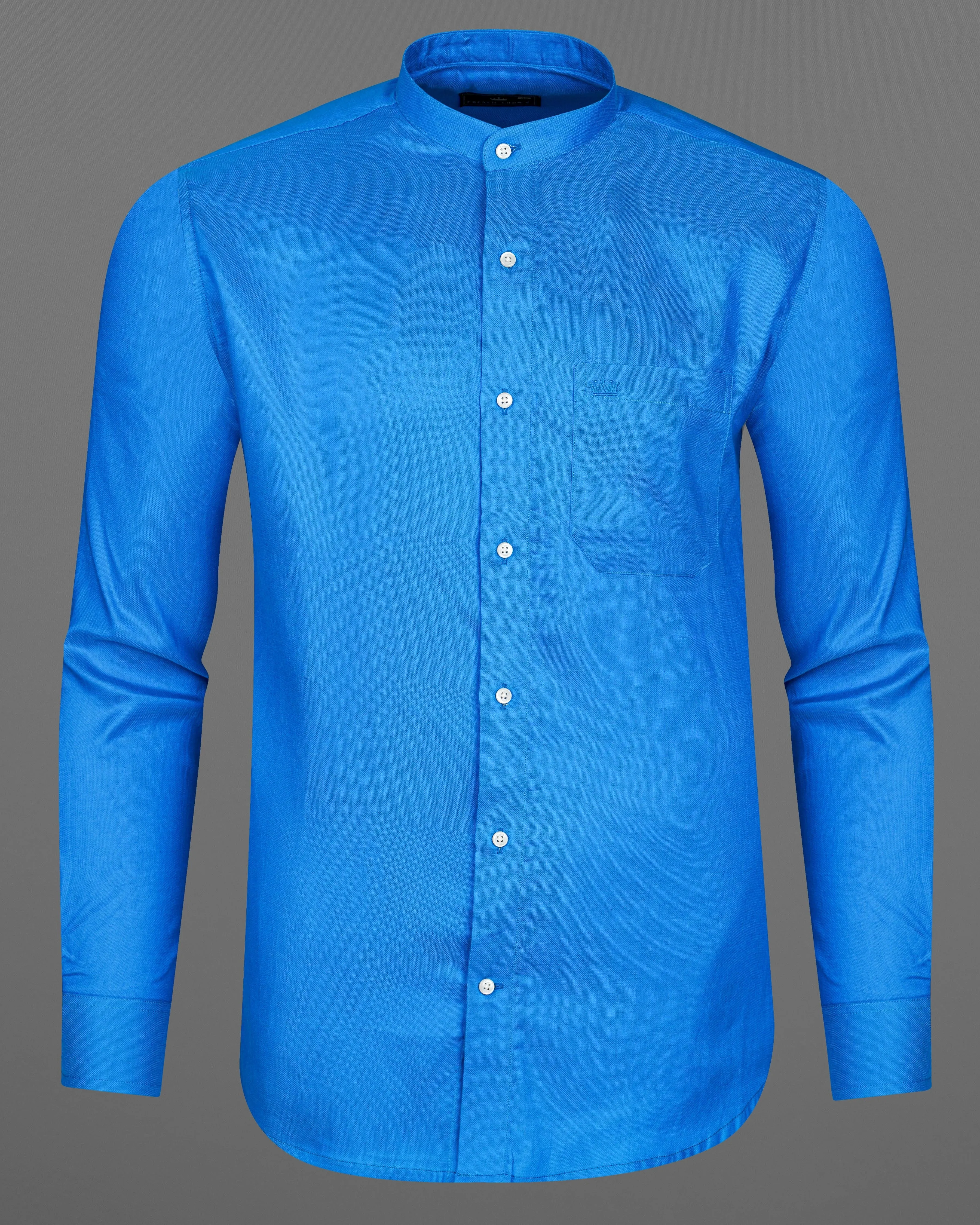 Radiance Blue Dobby Textured Premium Giza Cotton Shirt sold by French Crown product image thumbnail 5